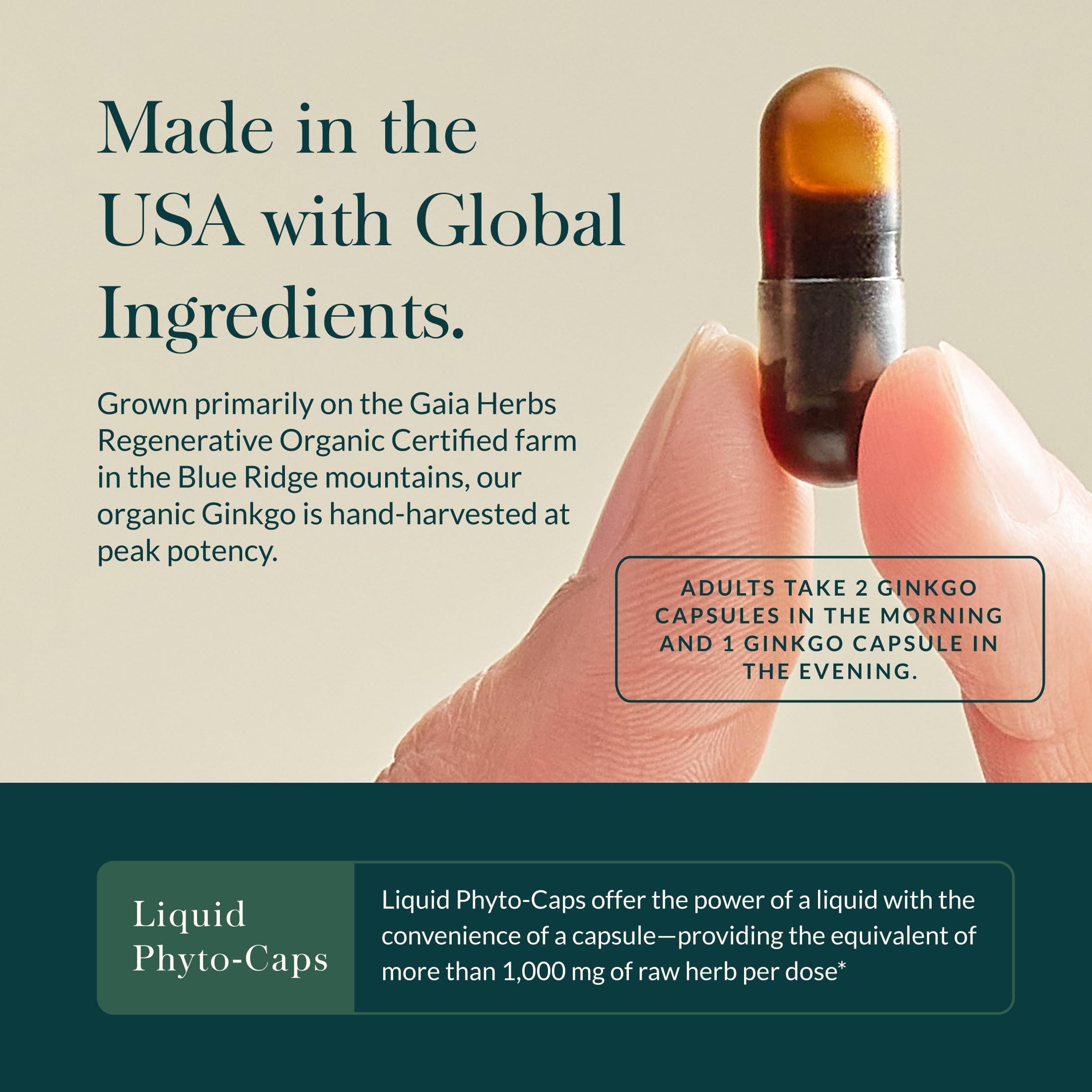 Gaia Herbs cápsula abierta contenido líquido máxima biodisponibilidad