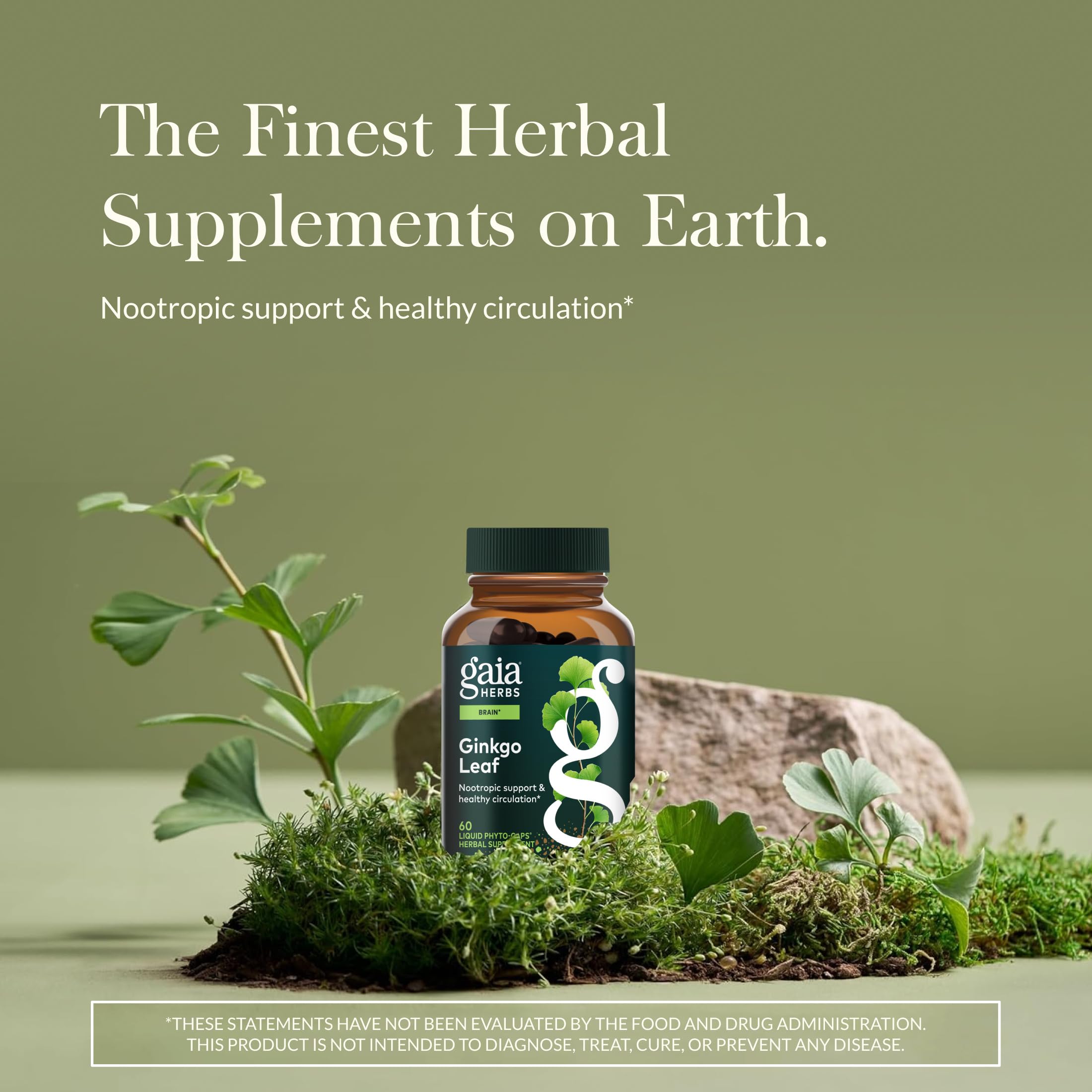 Gaia Herbs cápsulas veganas vista cercana facilidad de uso