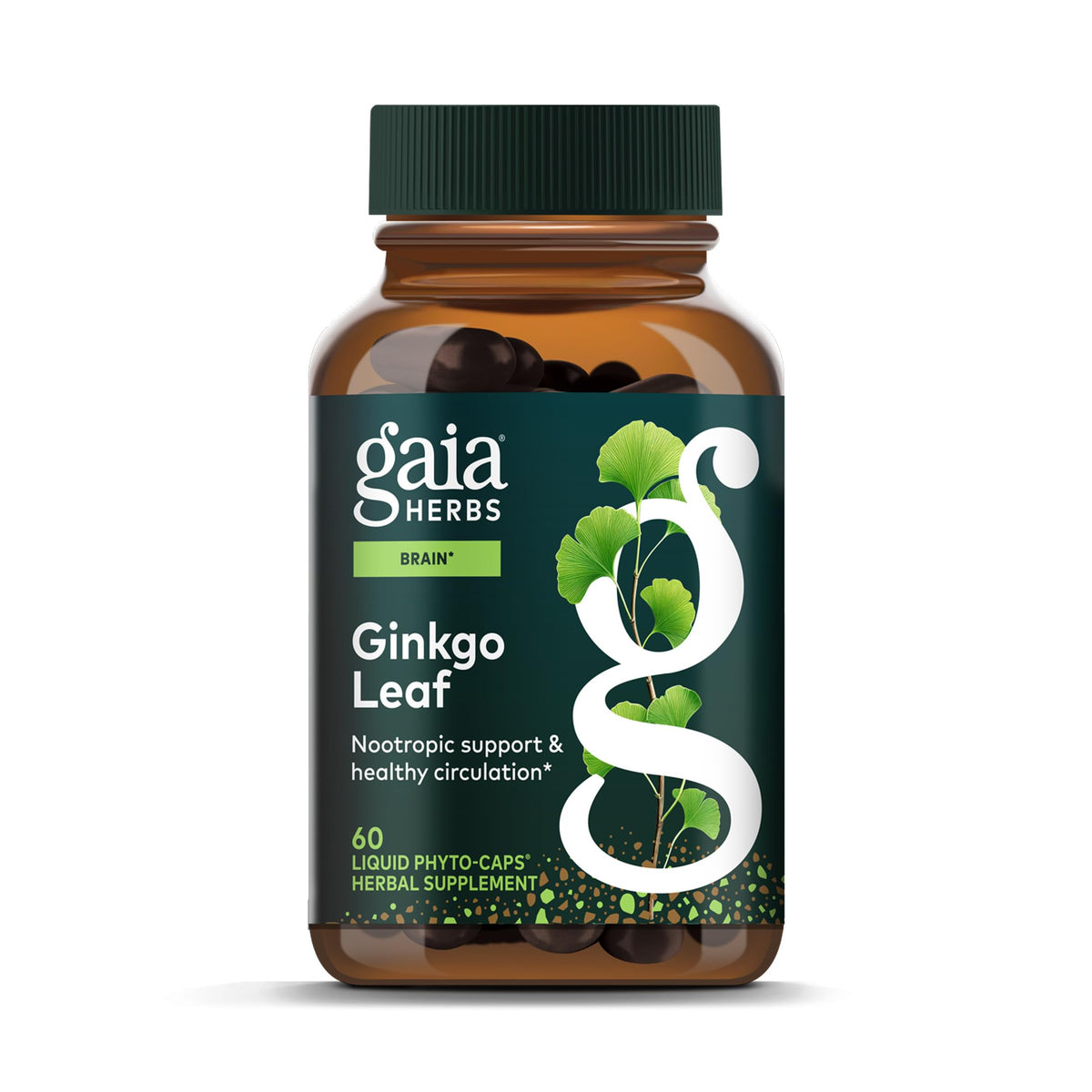 Gaia Herbs frente del empaque muestra confianza y trazabilidad