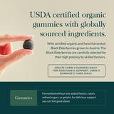 Gaia Herbs gomita en mano mostrando tamaño y porción práctica diaria