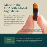 Gaia Herbs etiqueta con lista de ingredientes y origen orgánico verificado