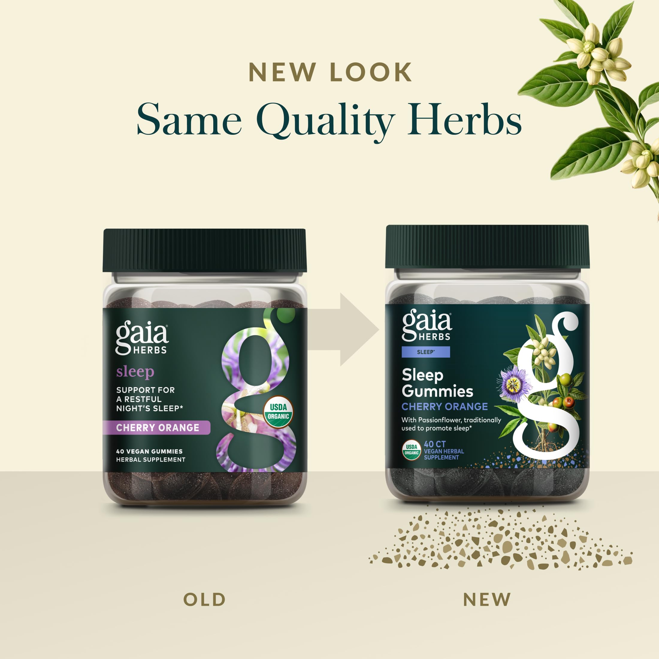 Gaia Herbs ingredientes ashwagandha y reishi mostrando origen botánico