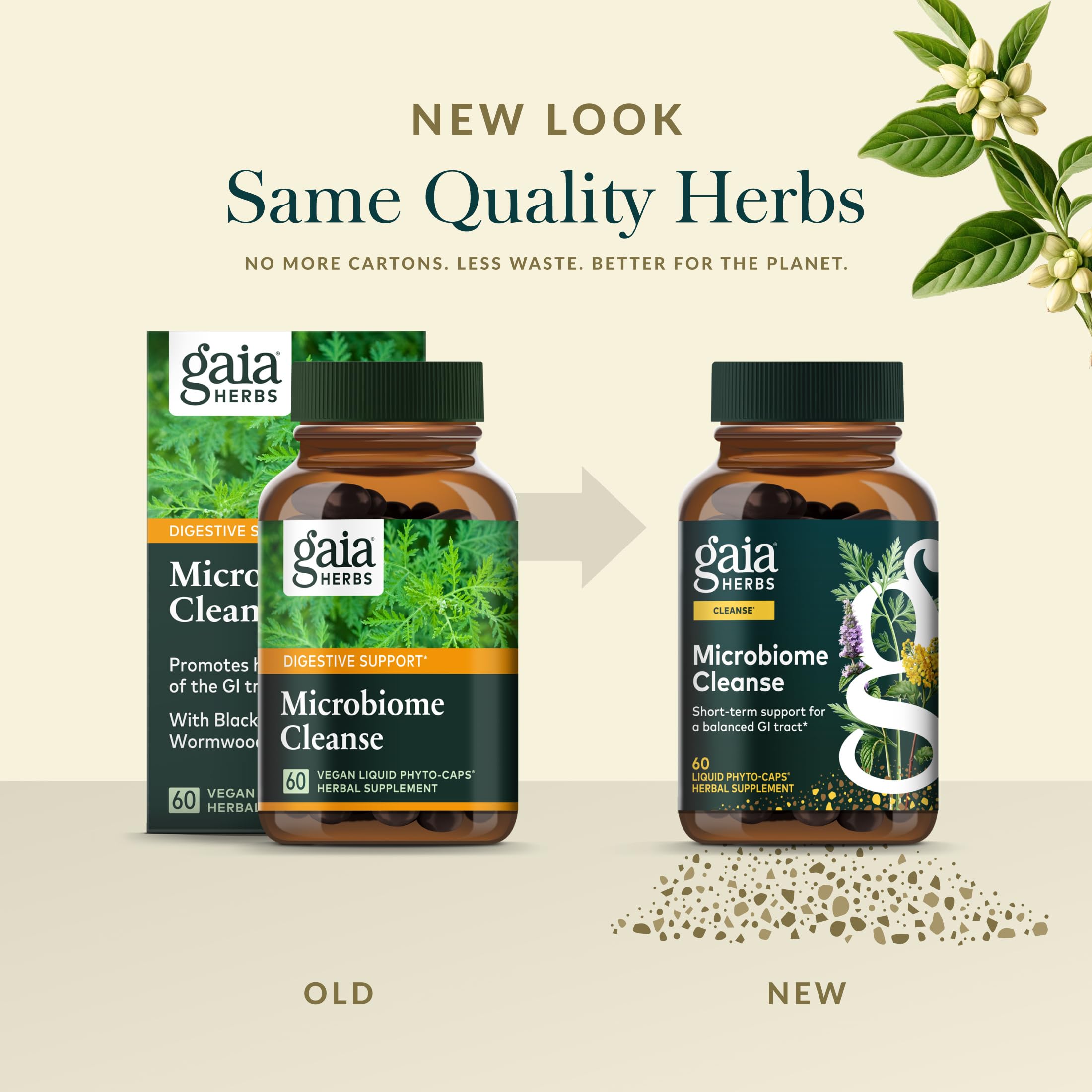 Gaia Herbs orégano y menta frescos indicando soporte digestivo
