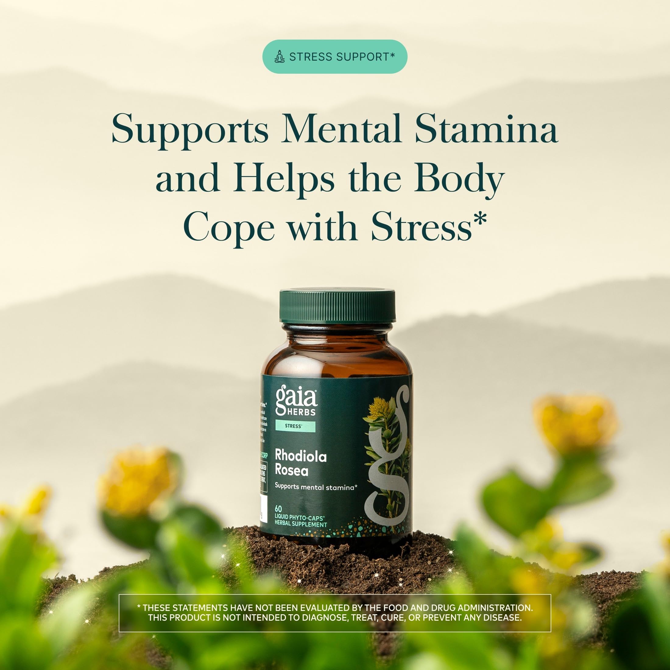 Gaia Herbs raíces de Rhodiola para origen natural y calidad sostenible