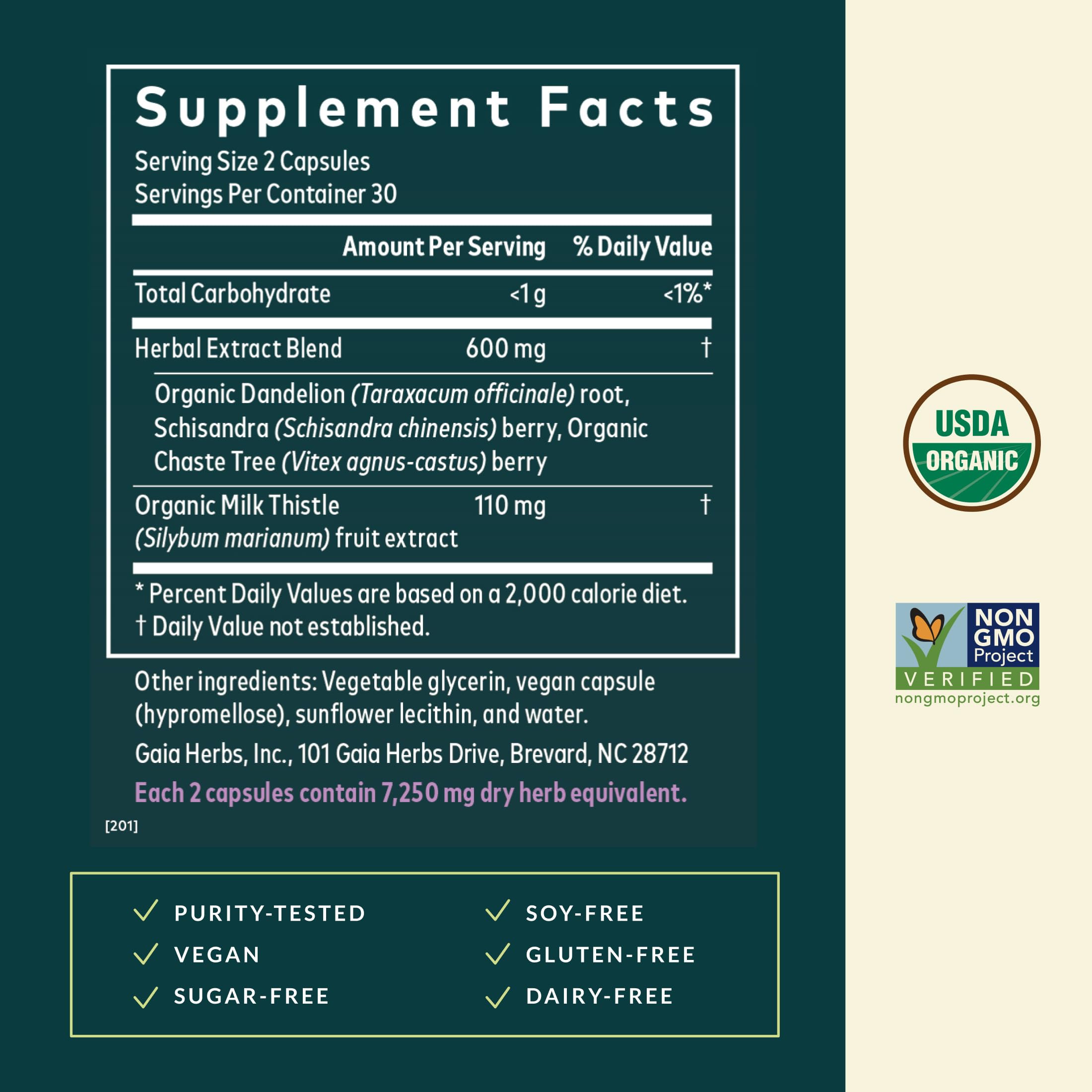 Gaia Herbs vitex y schisandra ingredientes clave para apoyo del ciclo