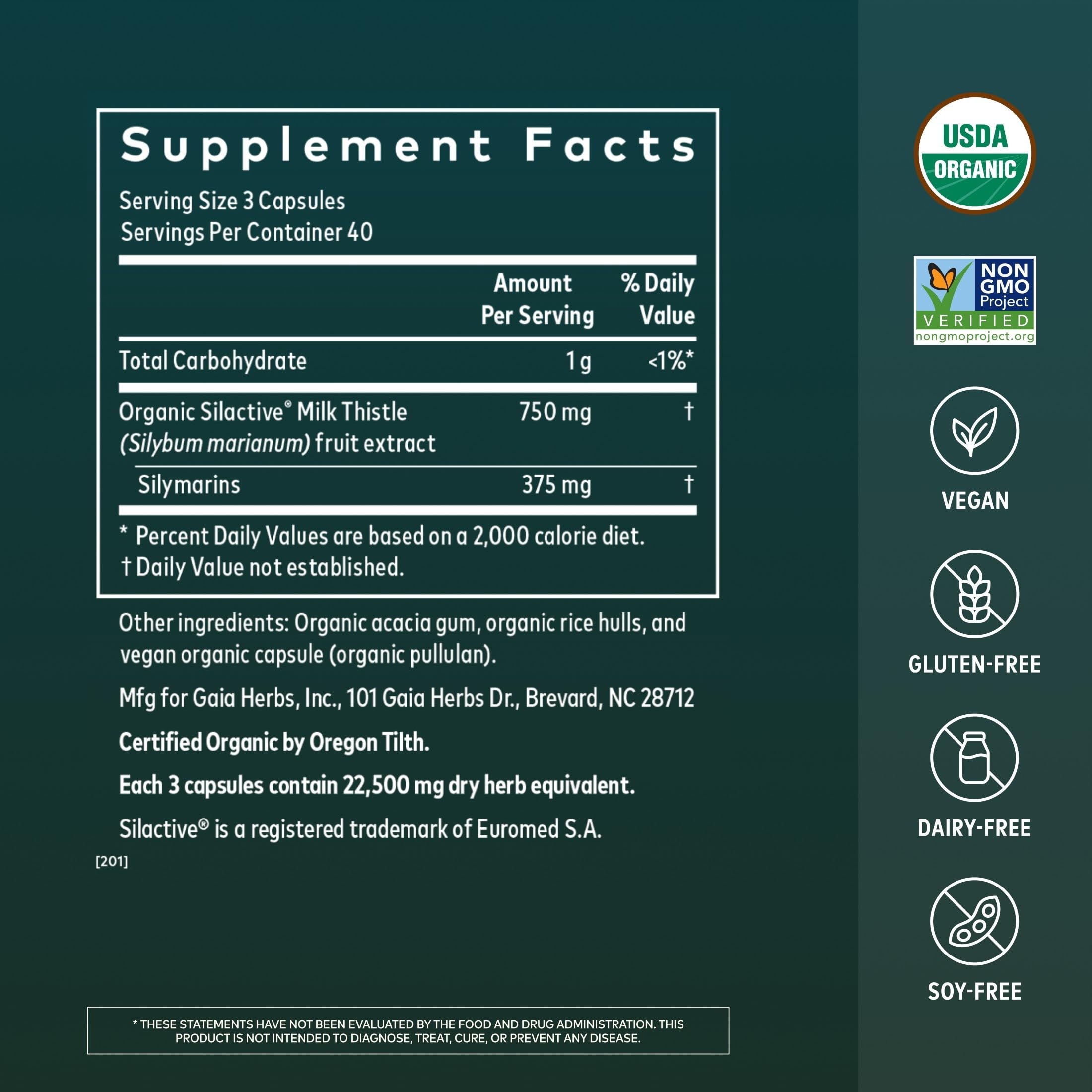 Gaia Herbs cápsulas veganas en primer plano para fácil ingestión