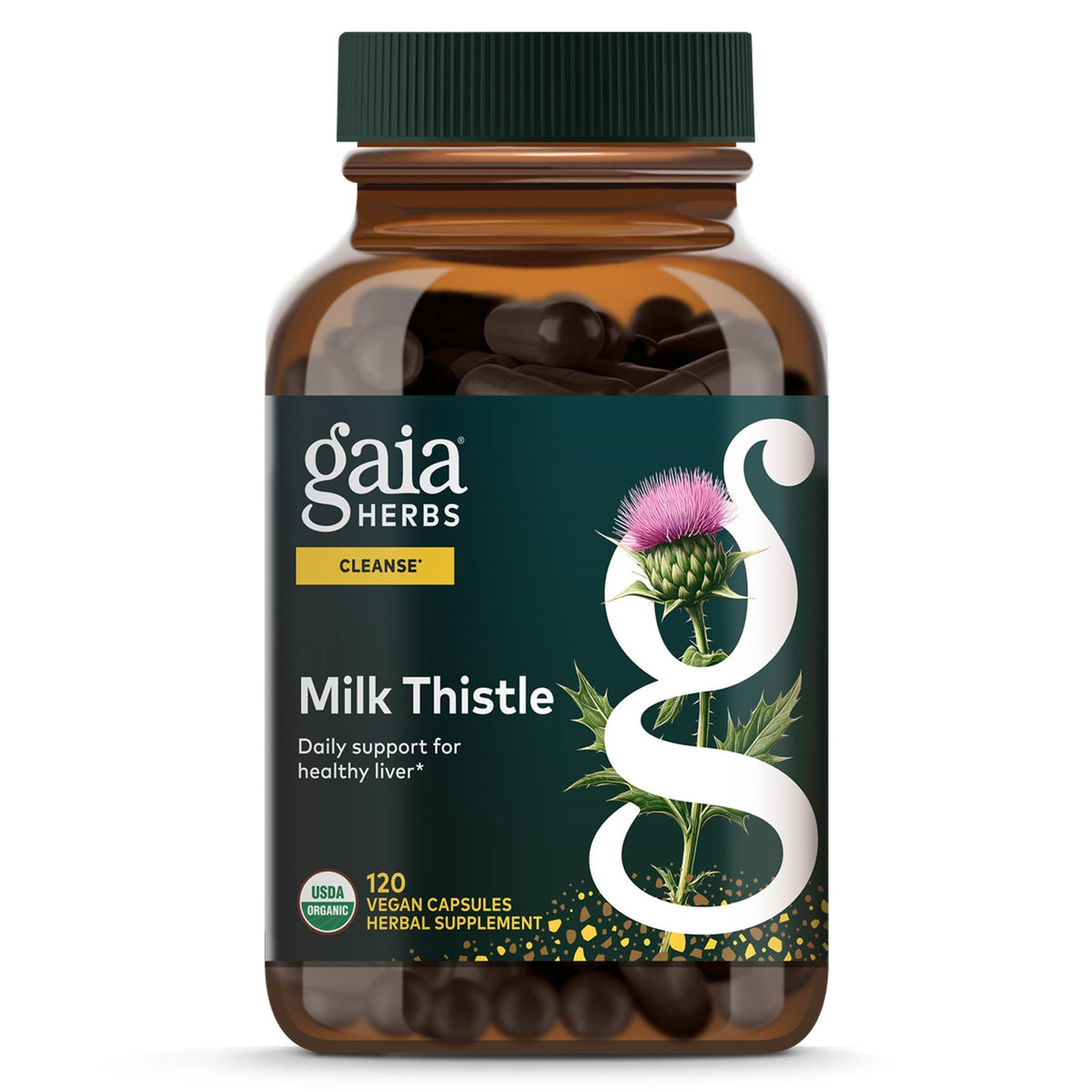 Gaia Herbs imagen frontal del envase mostrando beneficios