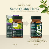 Gaia Herbs envase junto a una regla para comparar tamaño y porciones