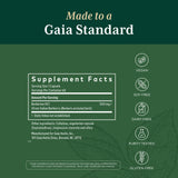 Gaia Herbs PRO detalle de etiqueta con información de ingredientes y pruebas de lote