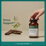 Cápsulas Gaia Herbs PRO en mano para comparar tamaño y dosificación