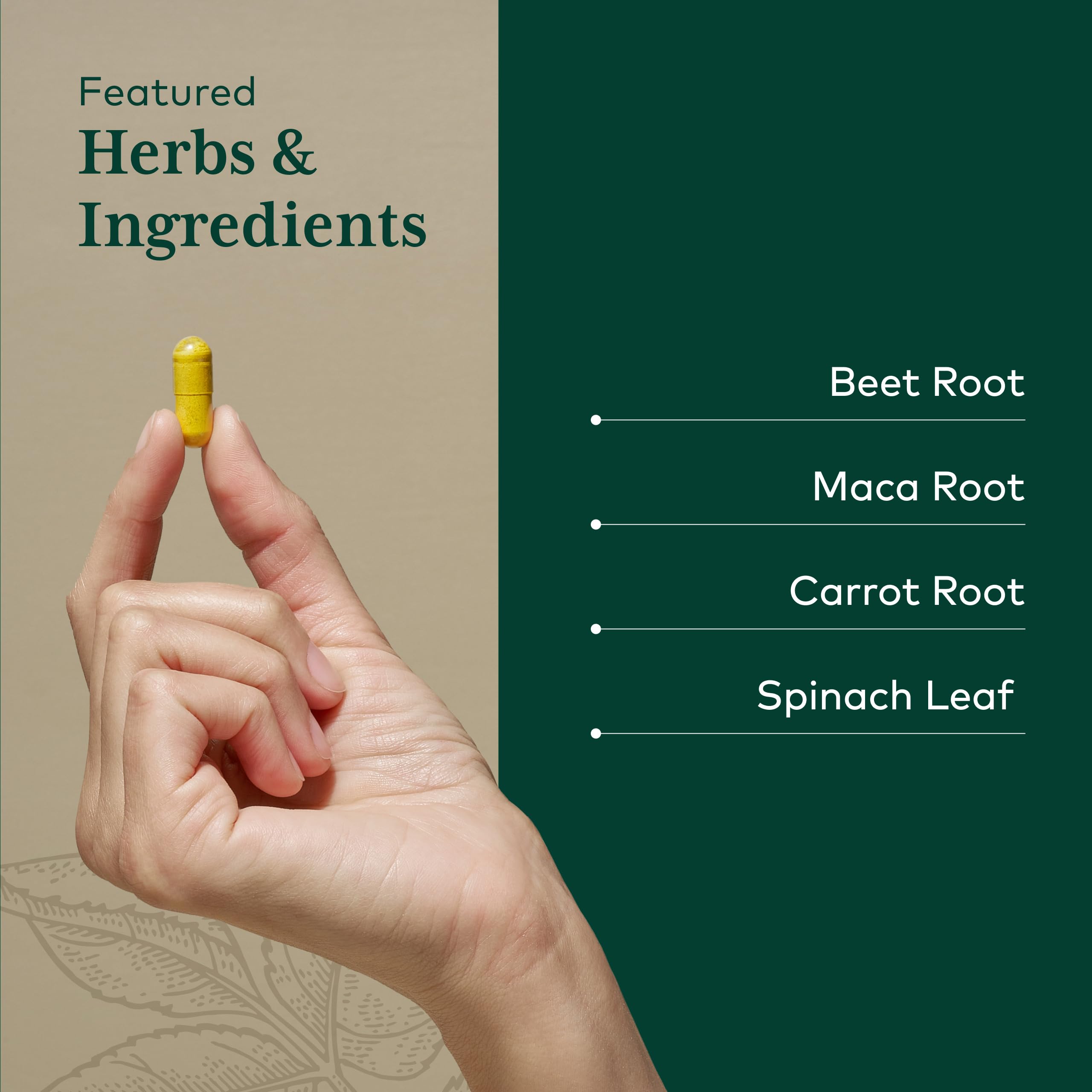 Gaia Herbs PRO cápsulas en mano para mostrar tamaño real y porción conveniente