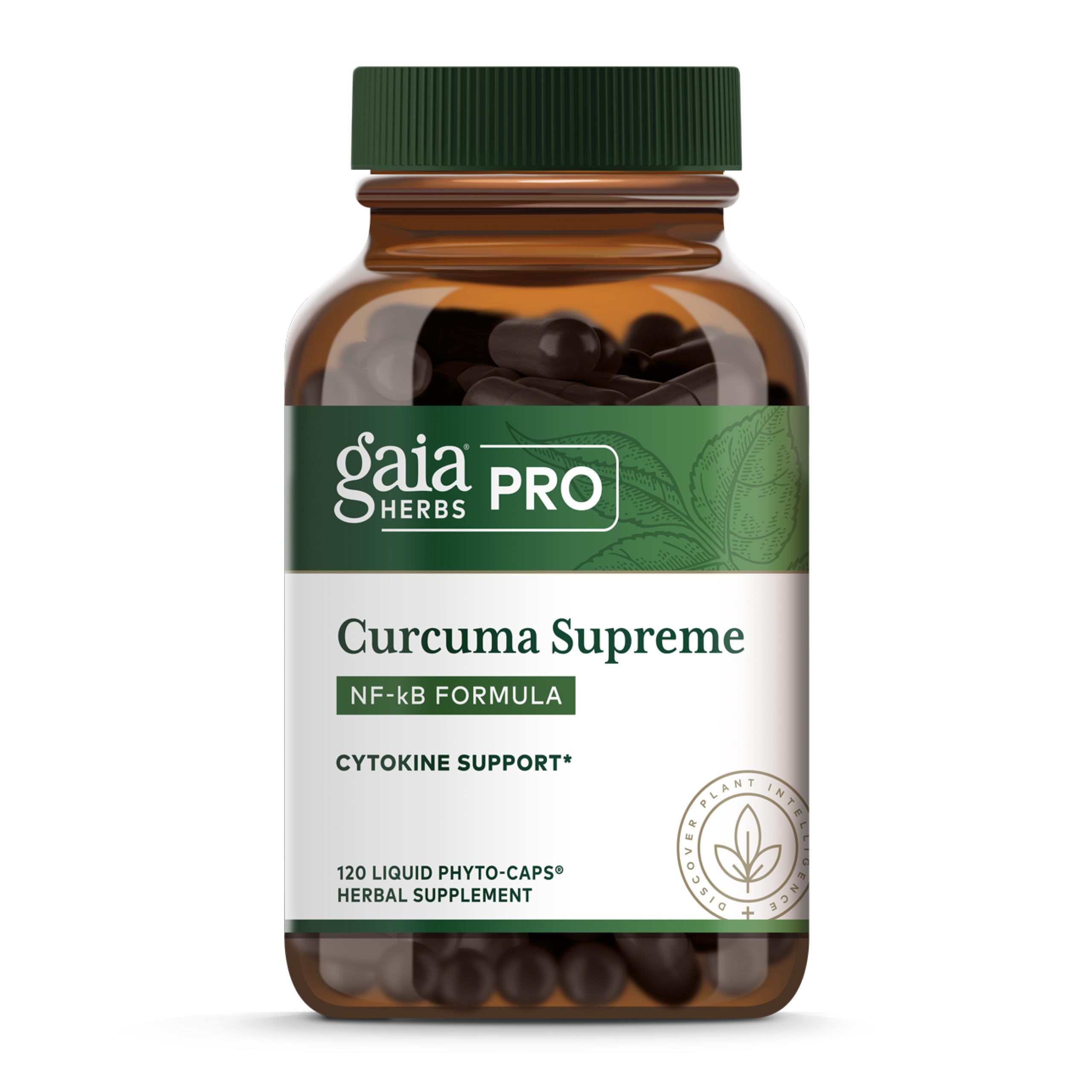 GAIA HERBS PRO frasco frontal mostrando la marca y beneficio de concentración