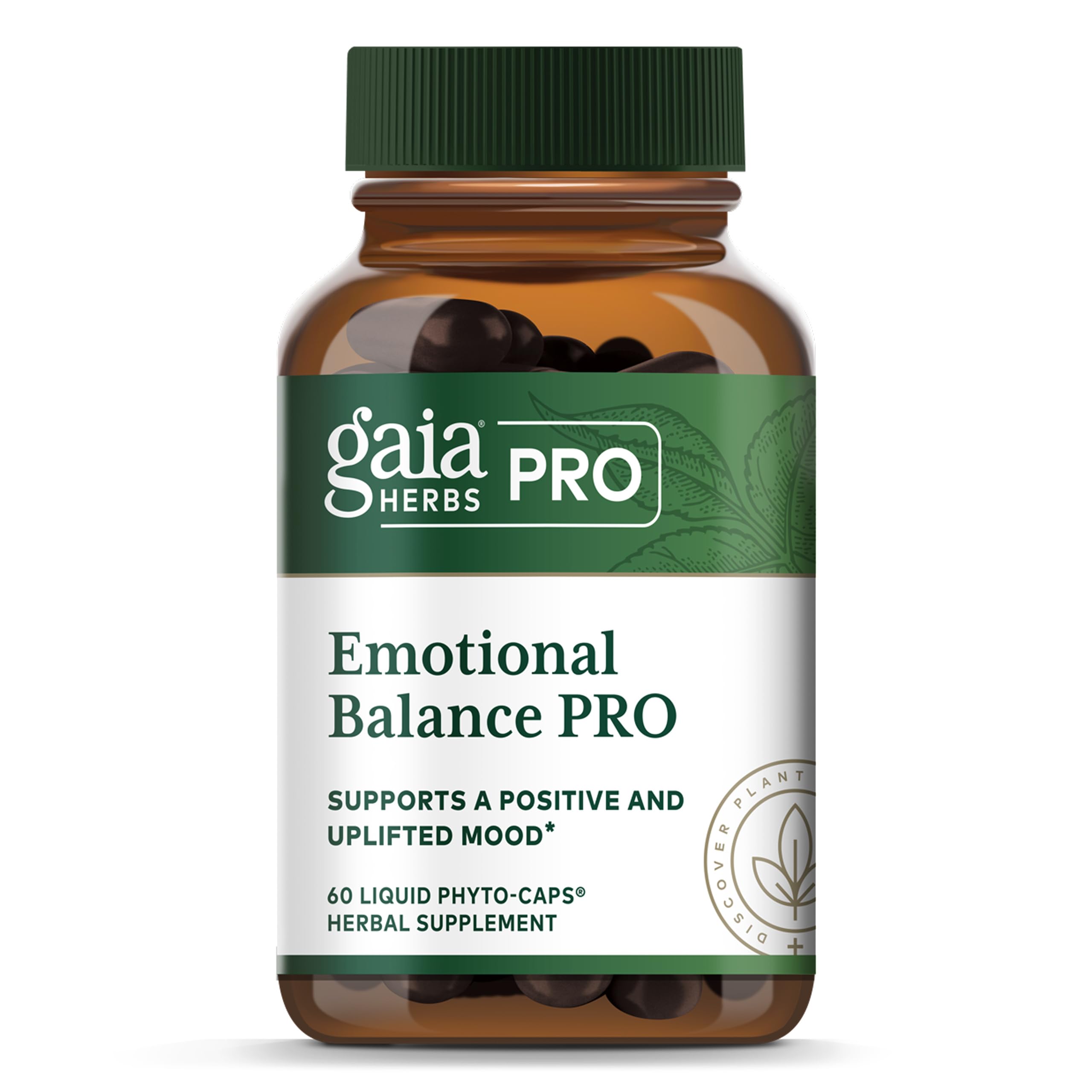 Gaia Herbs PRO frasco delantero mostrando diseño y tamaño práctico