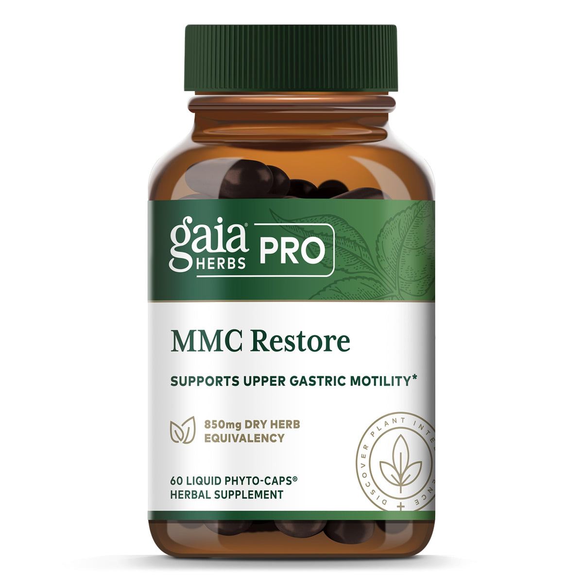 Gaia Herbs PRO frasco frontal mostrando envase y beneficio de soporte digestivo