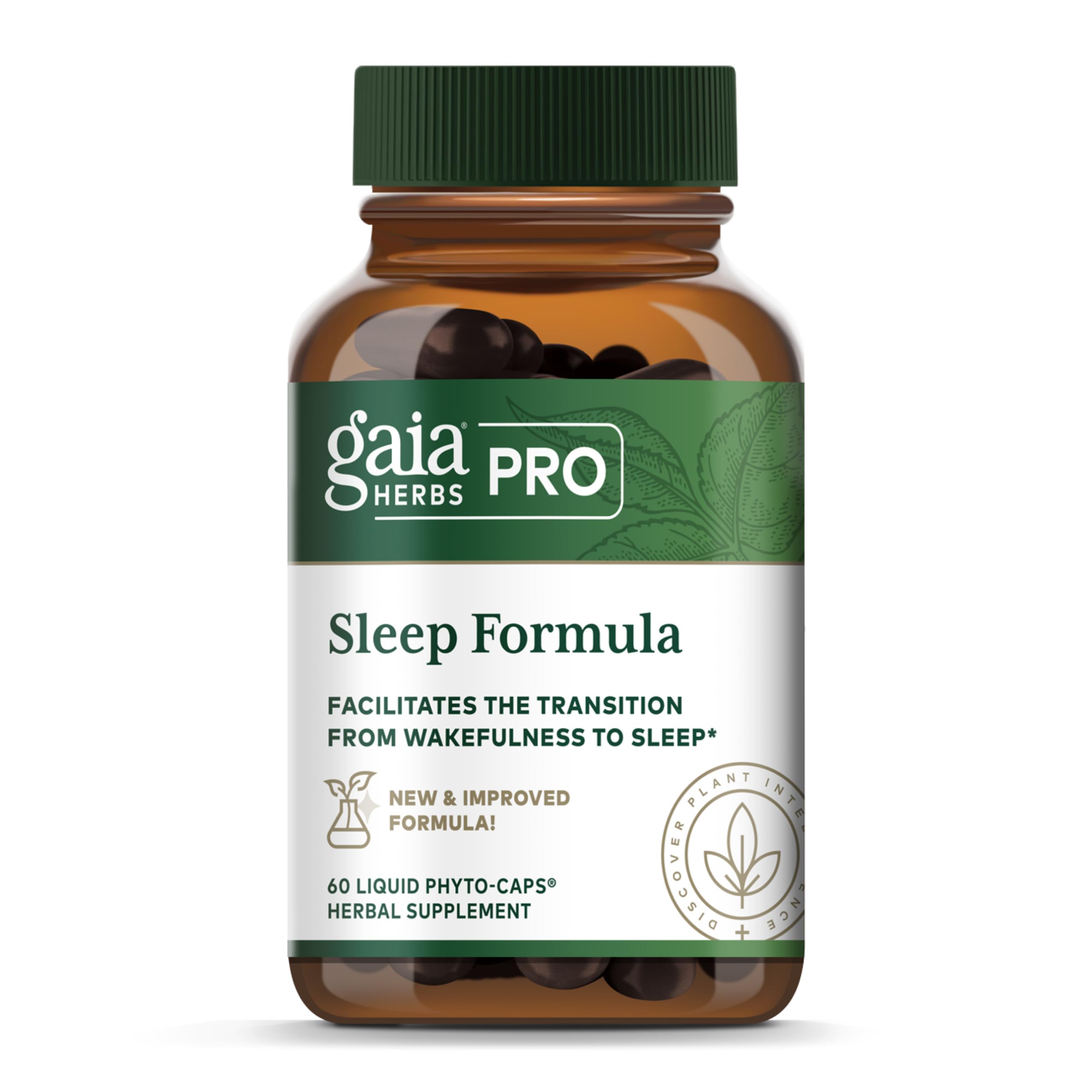 Gaia Herbs PRO vista frontal del empaque mostrando la fórmula para sueño y beneficio de confianza