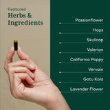 Gaia Herbs PRO ingredientes: valeriana y pasiflora, apoyo herbal para conciliación del sueño
