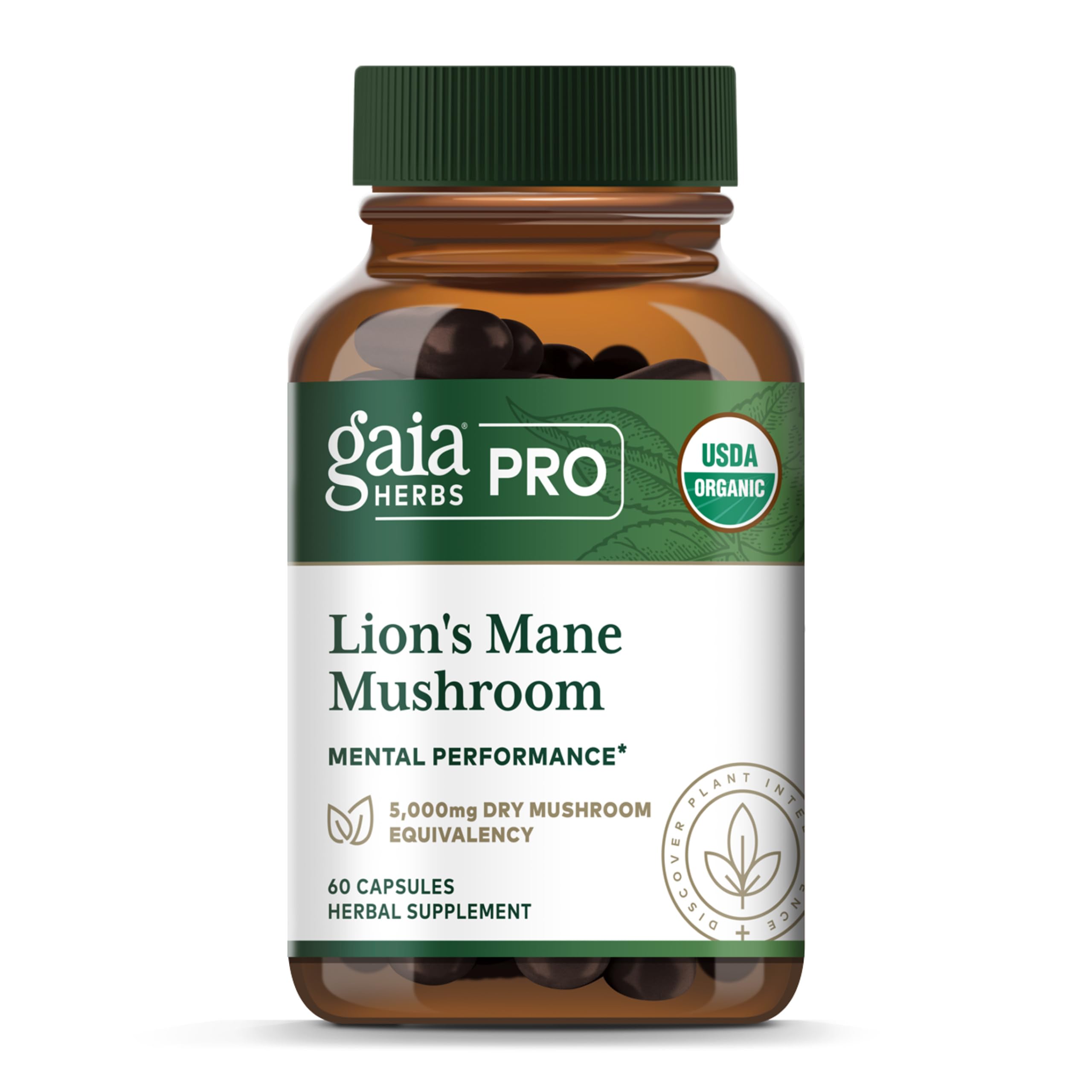 Gaia Herbs PRO frasco frontal mostrando 60 cápsulas y etiqueta clara de producto