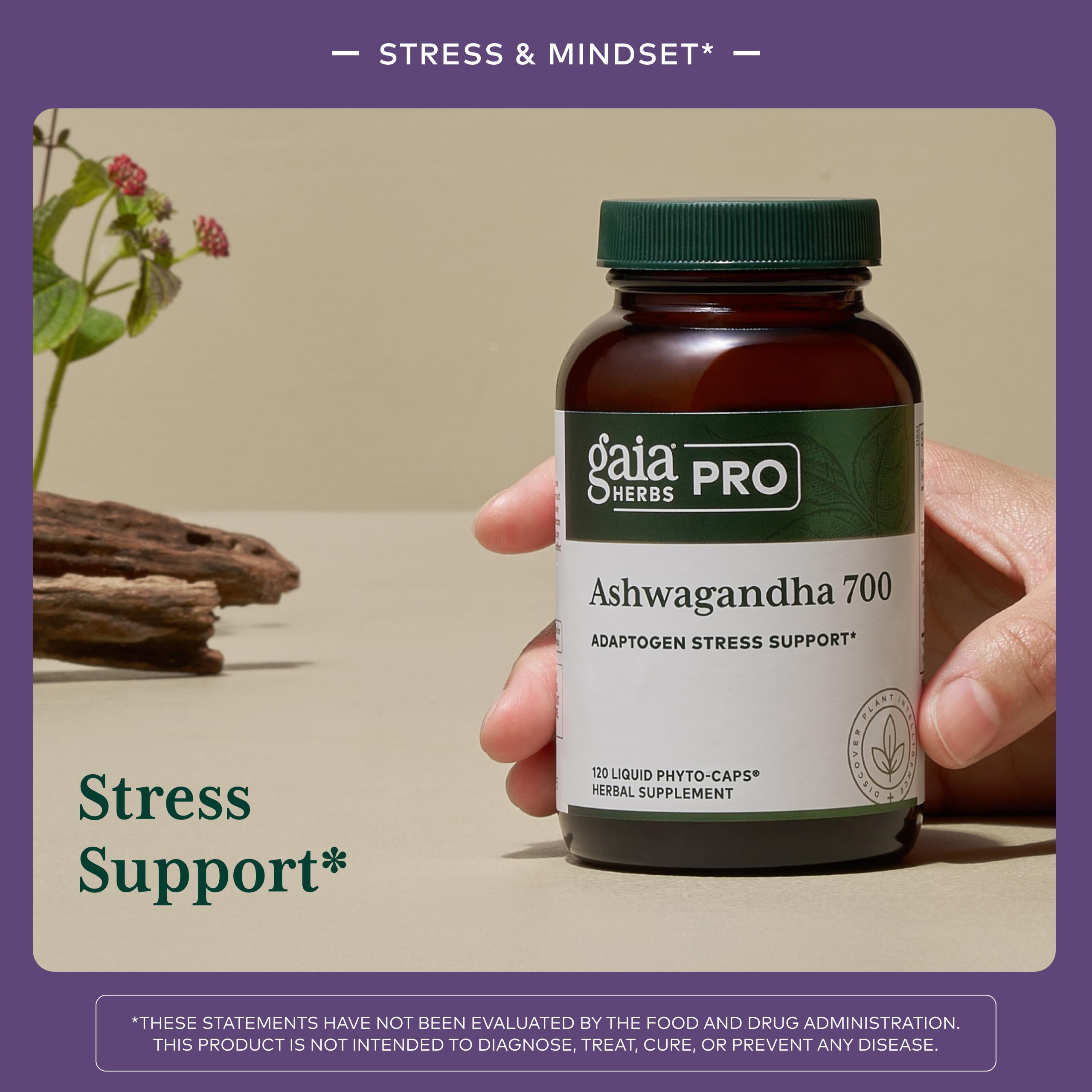 Gaia Herbs PRO polvo de raíz de ashwagandha muestra pureza