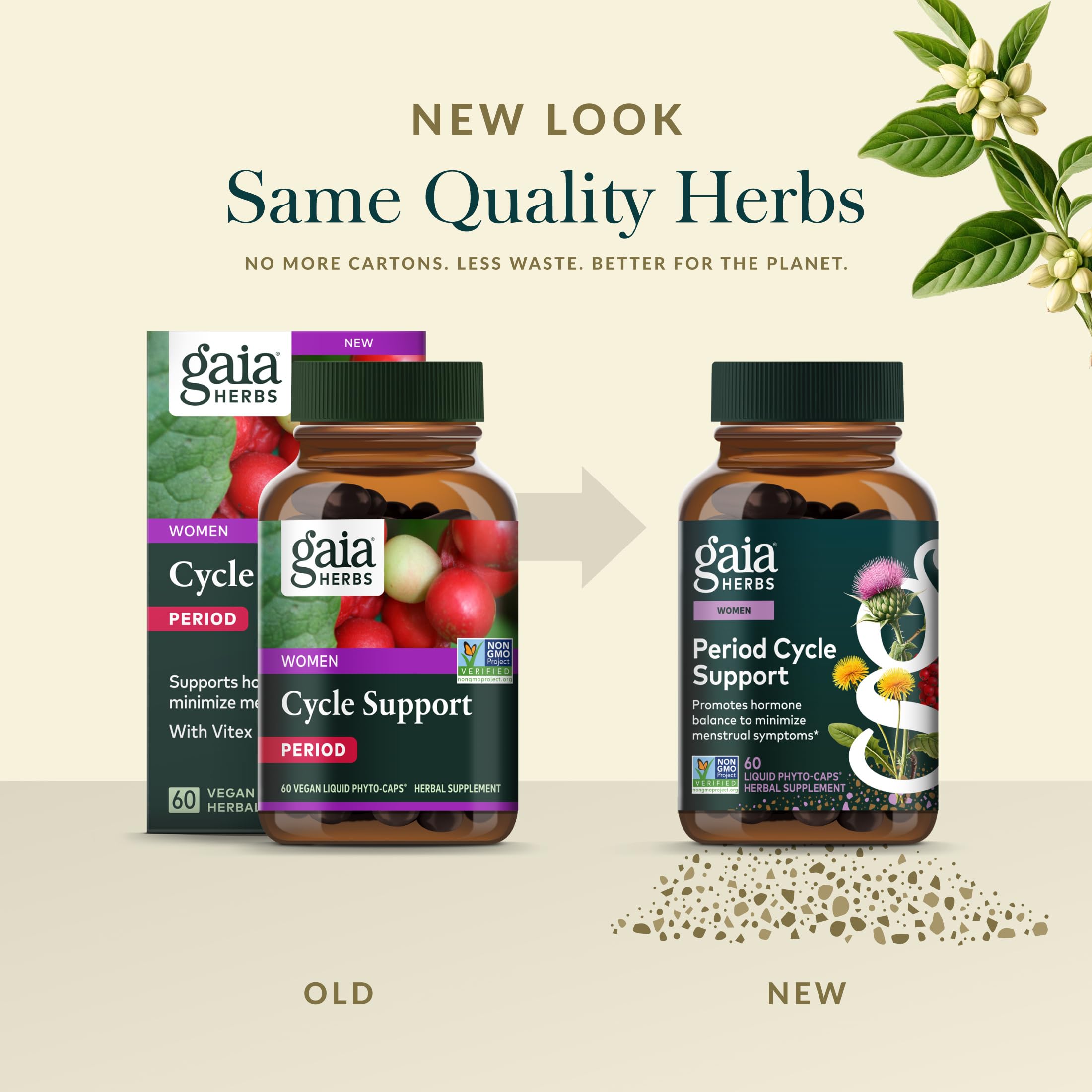 Gaia Herbs producto en entorno de bienestar para uso diario equilibrado
