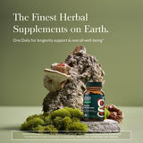 Gaia Herbs primer plano de textura de cápsula destacando pureza y calidad