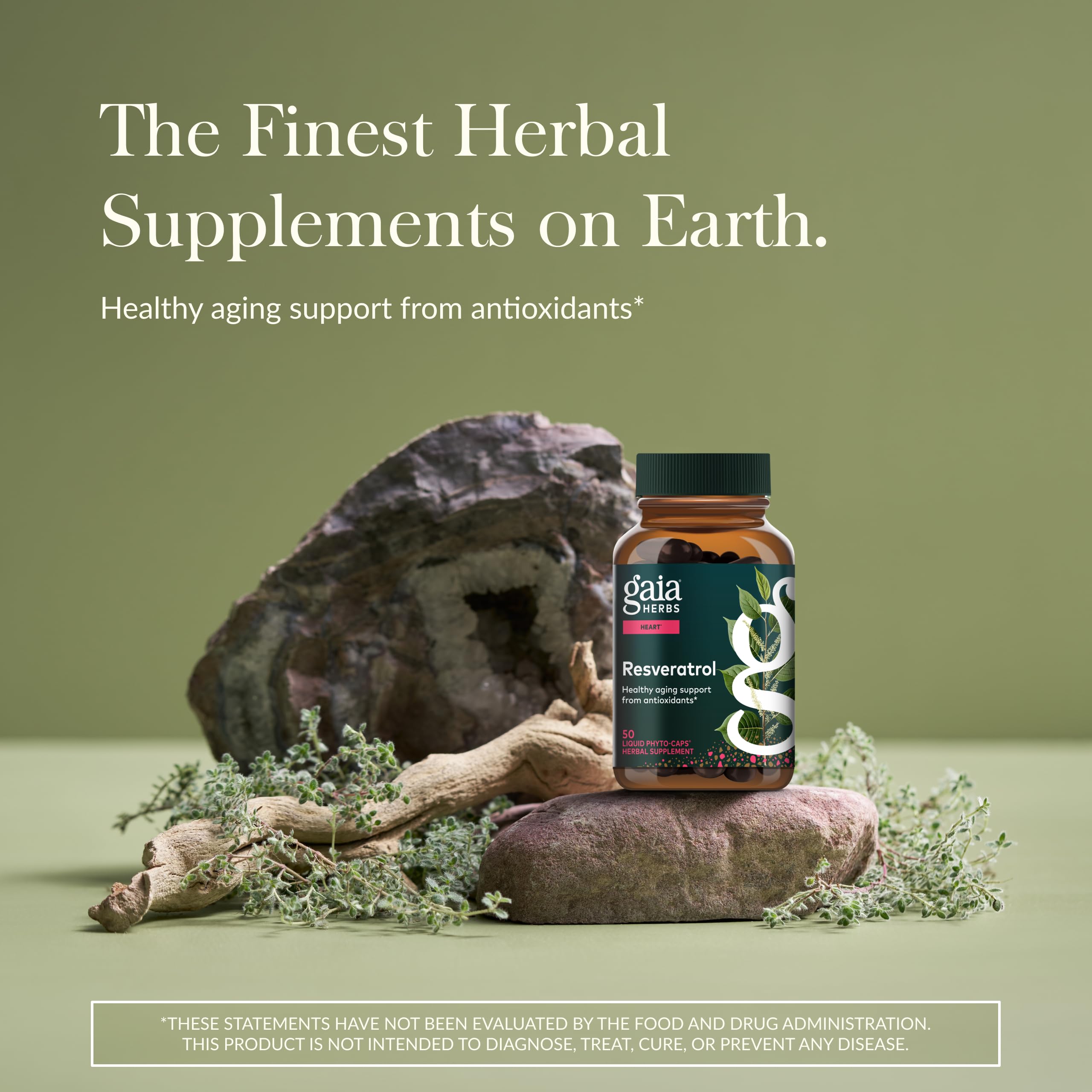 Gaia Herbs etiqueta con información de ingredientes y beneficios visibles