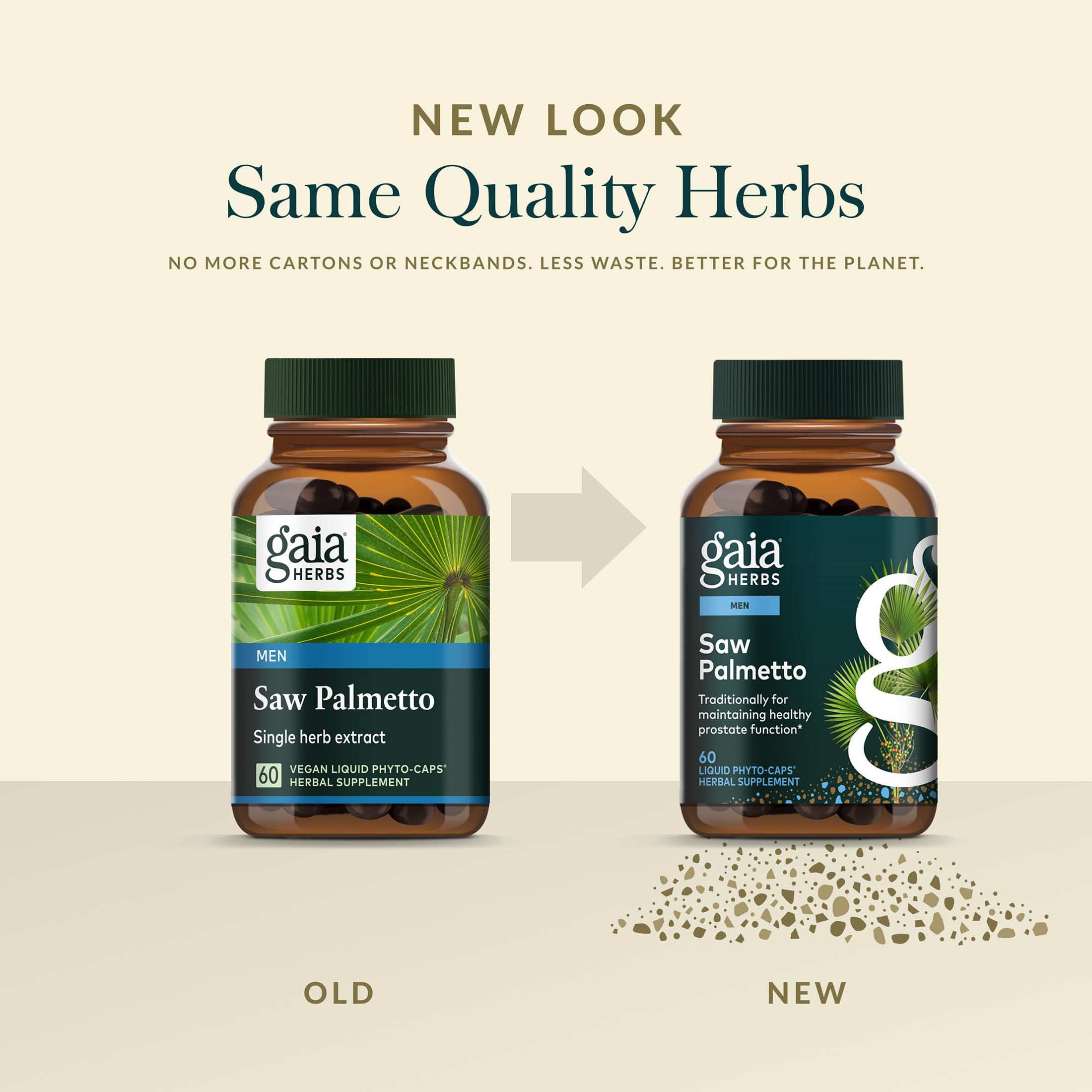 Gaia Herbs bayas de saw palmetto frescas como origen botánico confiable