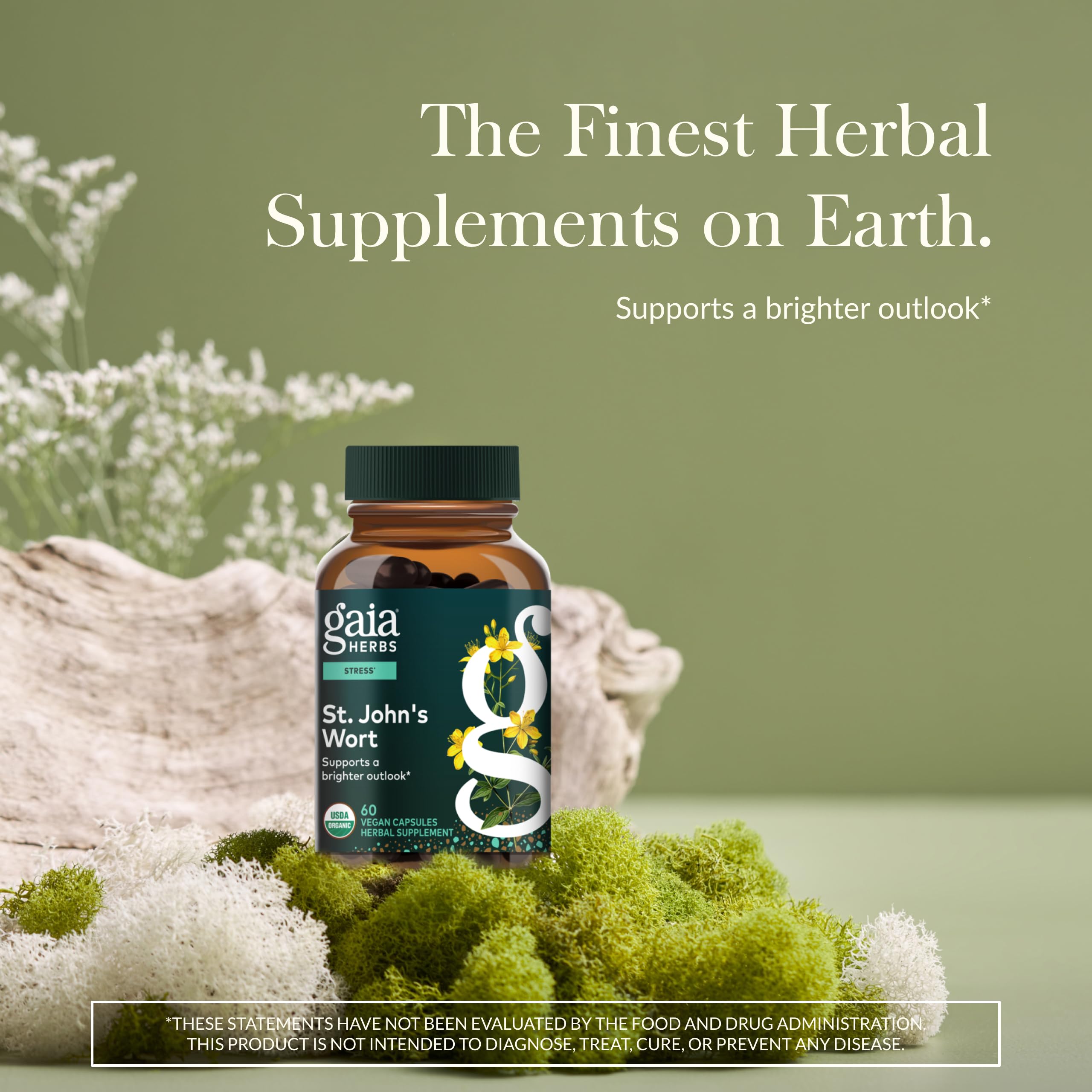 Cápsulas veganas Gaia Herbs St. John's Wort abiertas para ver forma y facilidad de ingesta