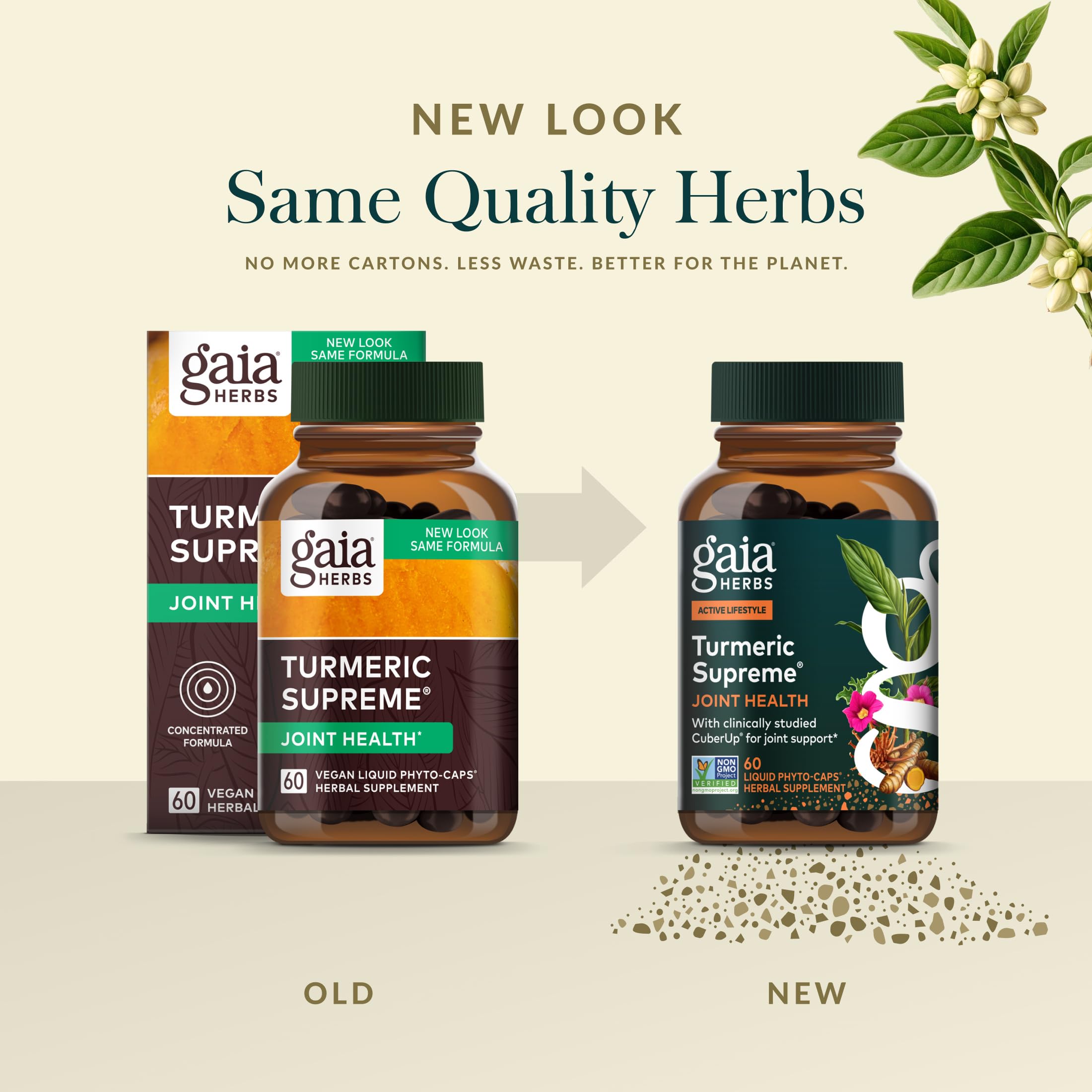 Gaia Herbs cápsulas abiertas mostrando líquido interior y textura pura