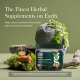 Gaia Herbs cápsulas líquidas veganas en primer plano beneficio de fácil deglución