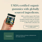 Gaia Herbs gominola en mano lista para consumir, conveniencia diaria evidente