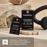 Gainful en entorno de gimnasio con botella y sobres para uso práctico y portátil