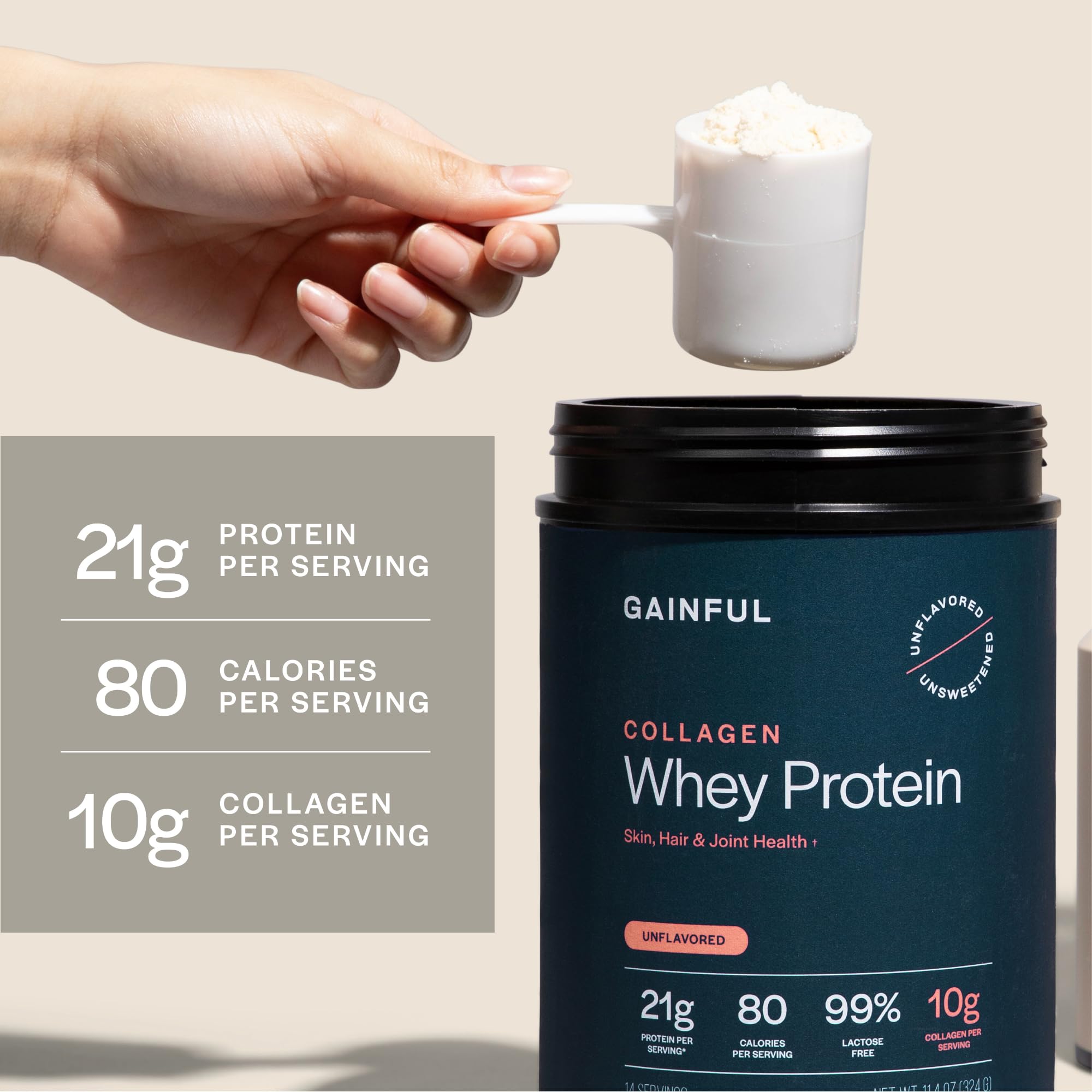 Gainful etiqueta nutricional legible con aportes por porción y vitaminas