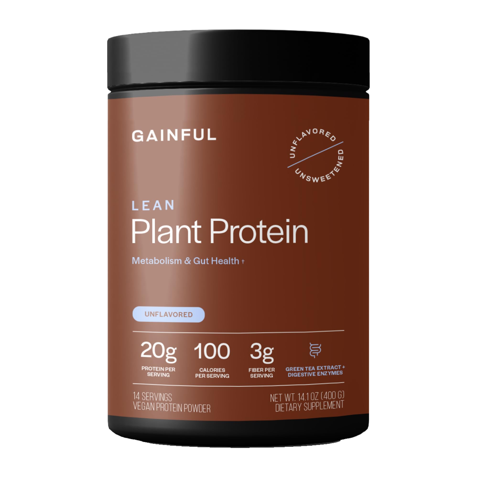 Gainful frasco frente mostrando diseño y beneficios para personalizar batidos