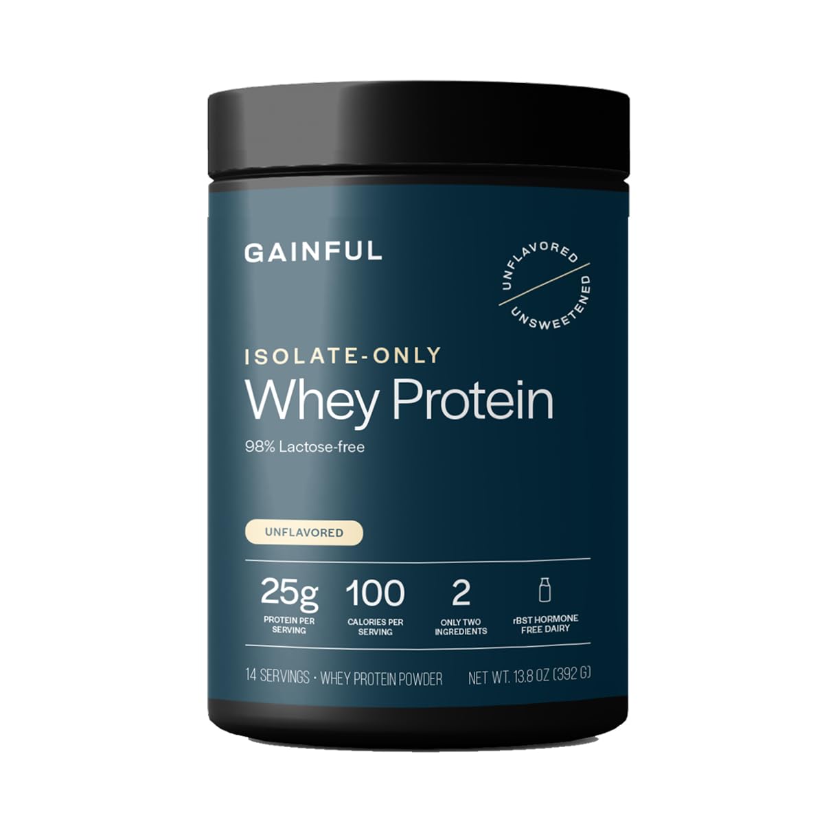 Gainful frasco frontal que muestra envase limpio y beneficios de pureza