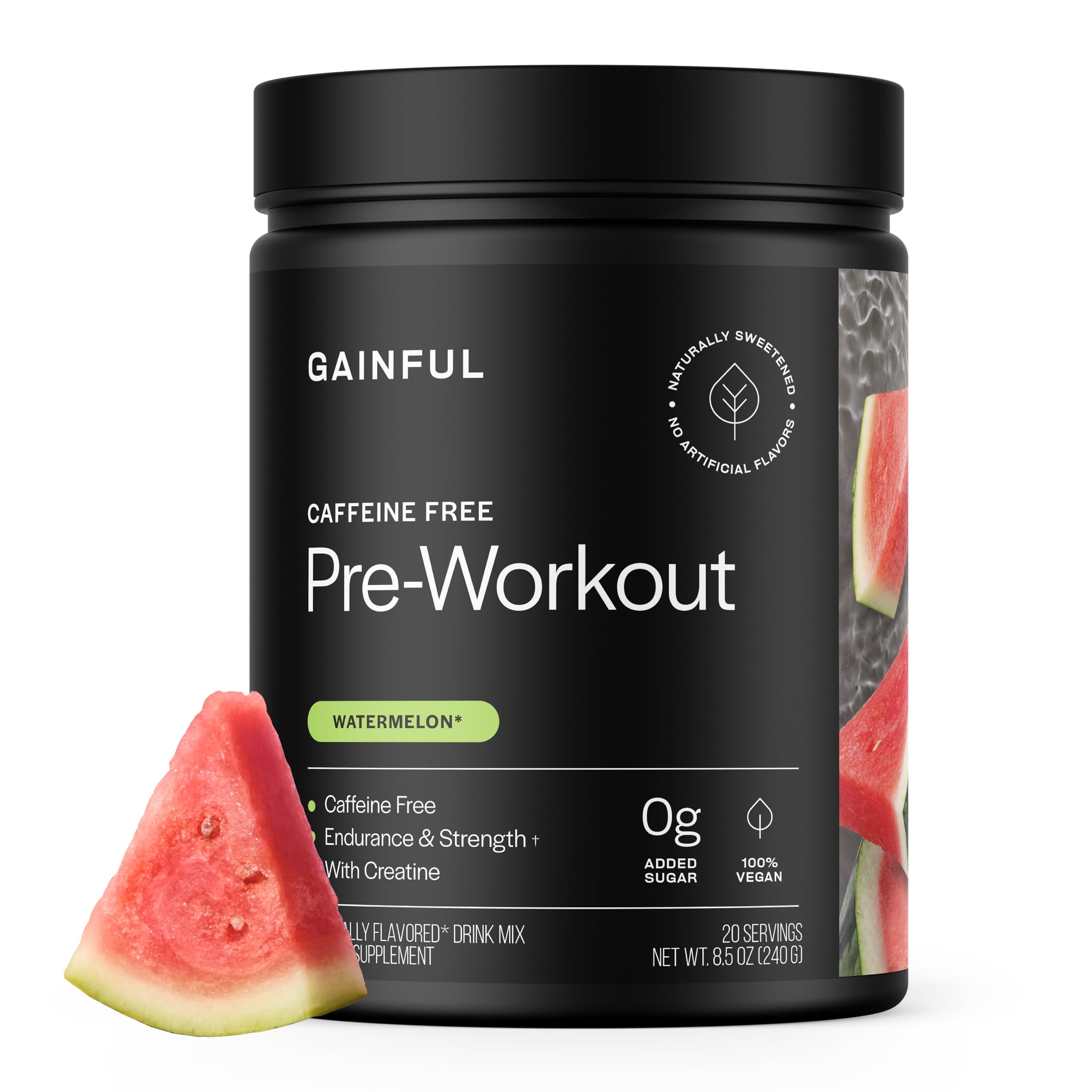 Gainful frente del envase mostrando diseño y sabor sandía que inspira confianza