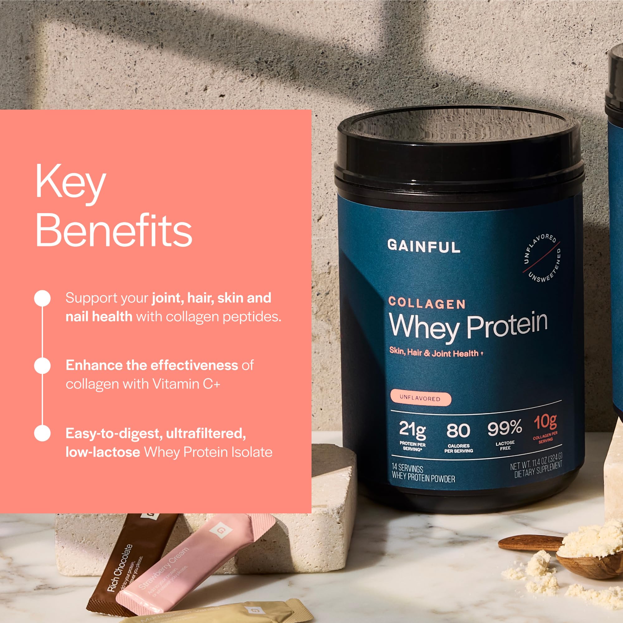 Gainful polvo usado en receta de avena proteica para desayuno nutritivo