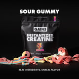 Scoop medidor con 5 g de creatina GAINS IN BULK listo para dosificar