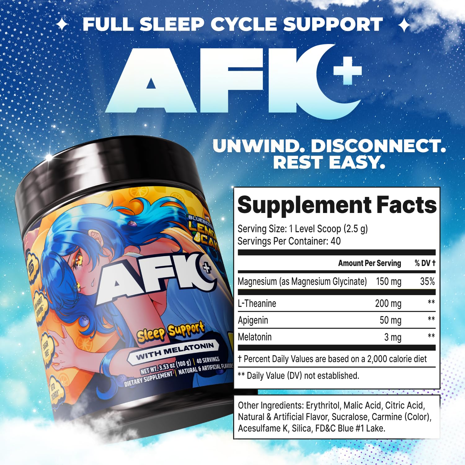 Gamer Supps producto en contexto nocturno junto a luz suave y almohada para relajación