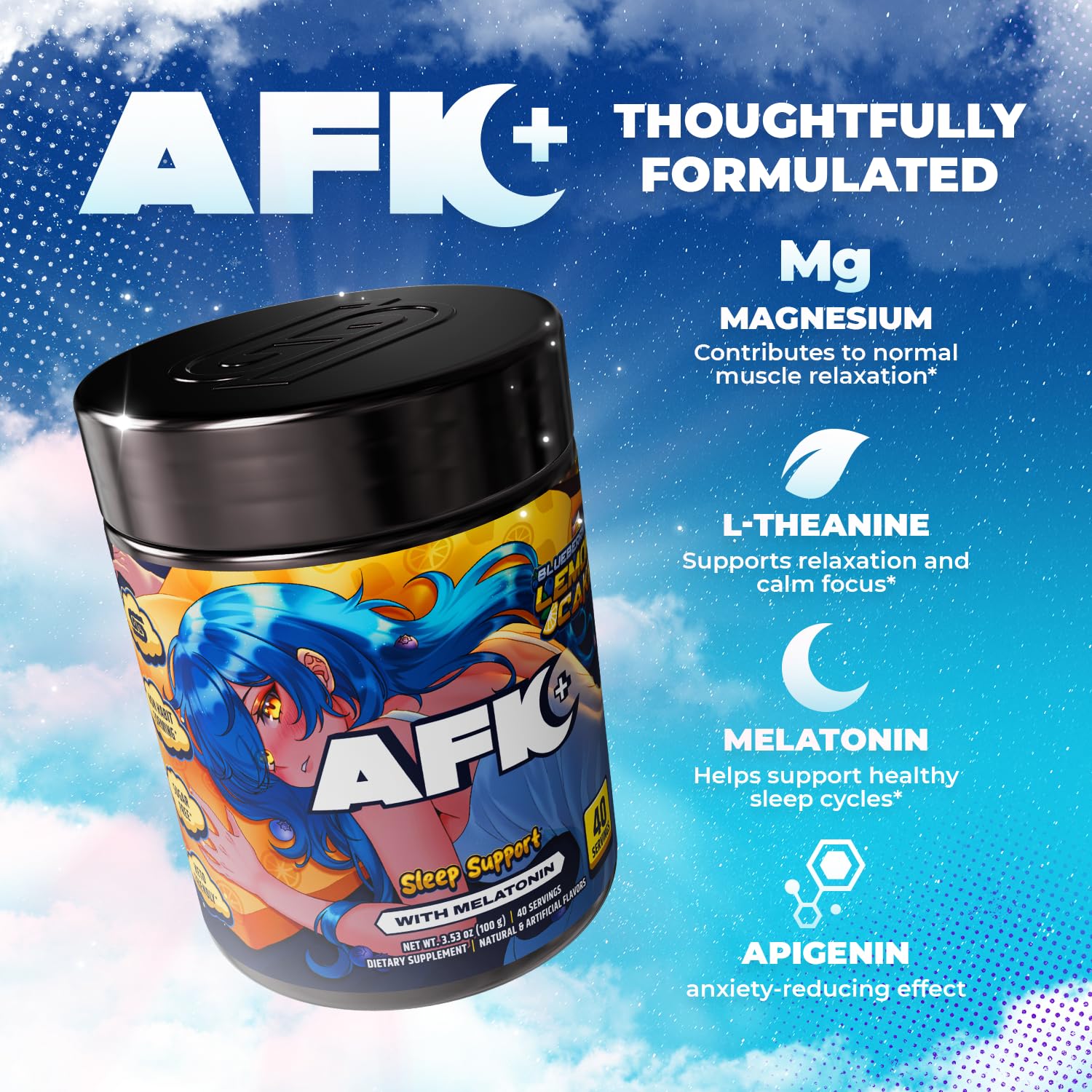 Gamer Supps vaso con AFK+ preparado demostrando disolución y sabor apetecible