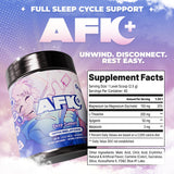Gamer Supps AFK+ bebida nocturna en mano, soporte para rutina relajante
