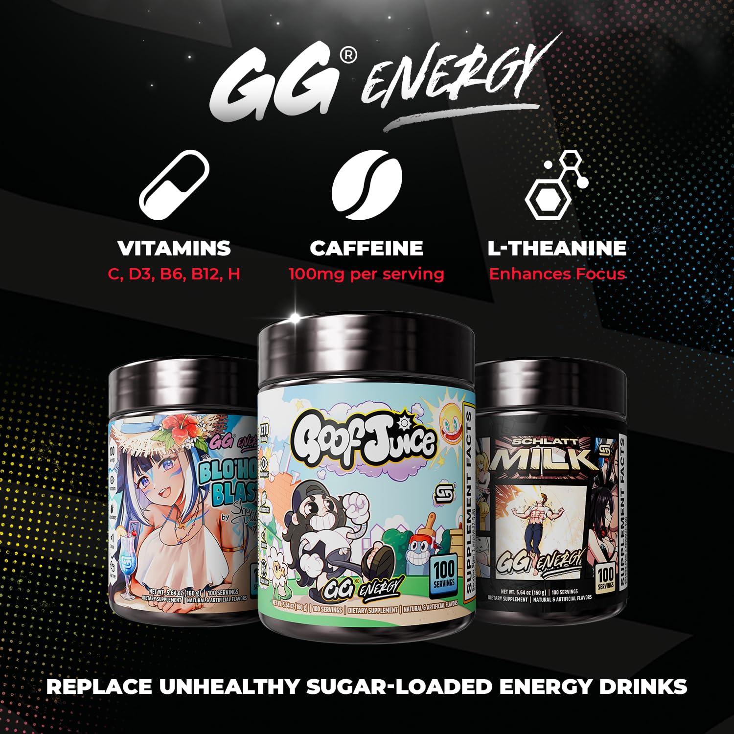 Gamer Supps bote junto a objetos cotidianos para comparar tamaño y duración de 100 raciones