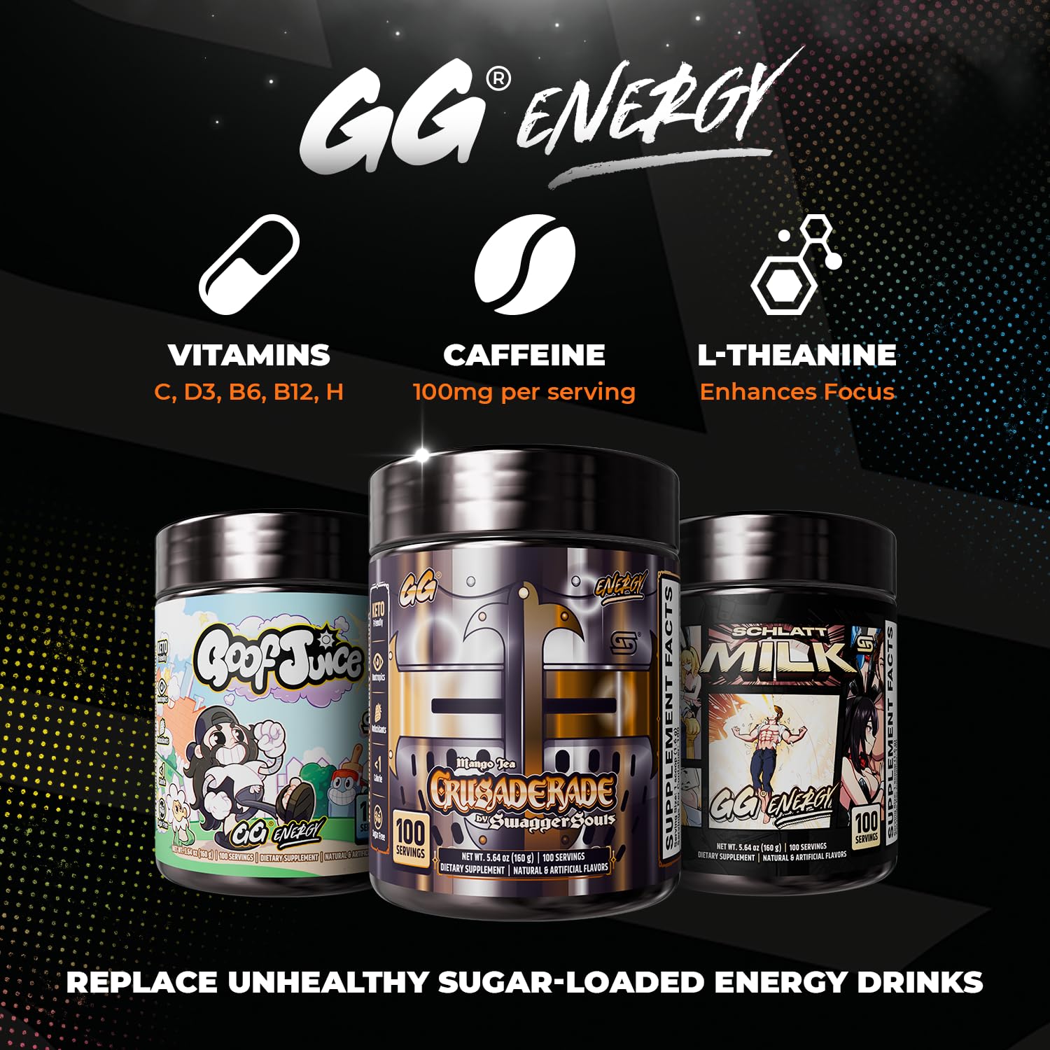 Gamer Supps Crusaderade comparación de tamaño del bote para referencia de escala