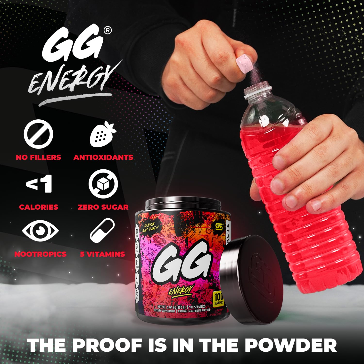 Gamer Supps bebida preparada en vaso lista para mejorar enfoque