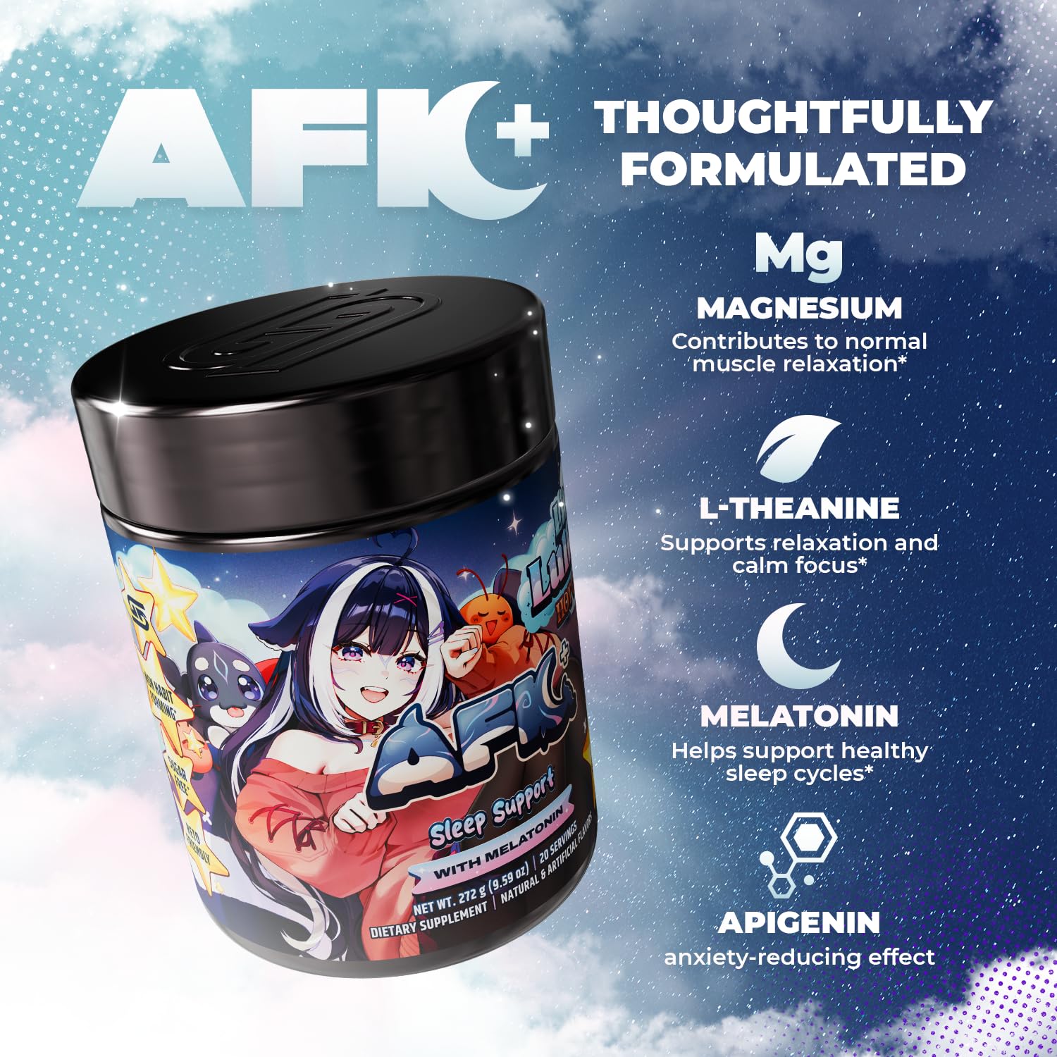 Gamer Supps etiqueta de ingredientes, lectura clara de melatonina y magnesio