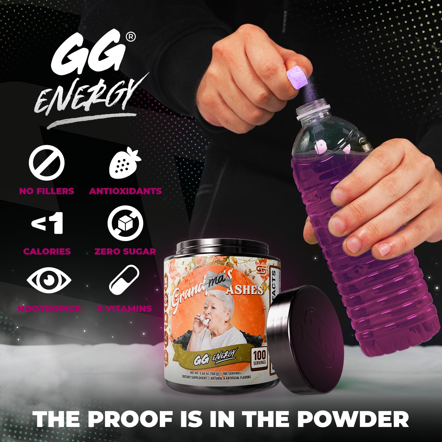 Gamer Supps polvo en cuchara mostrando textura fina y fácil disolución
