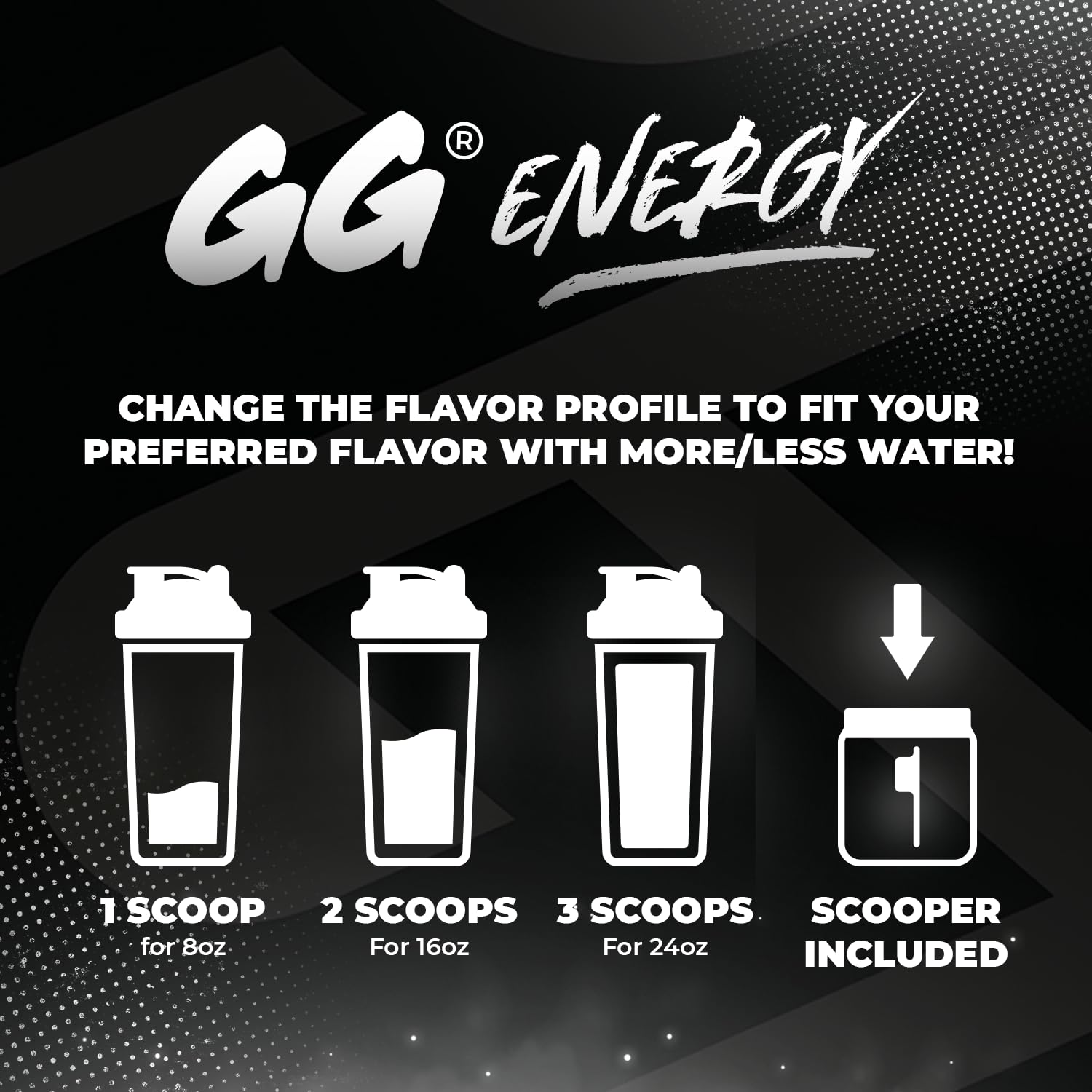 Gamer Supps bote junto a objetos para mostrar tamaño y raciones