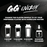 Gamer Supps bote junto a objetos para mostrar tamaño y raciones