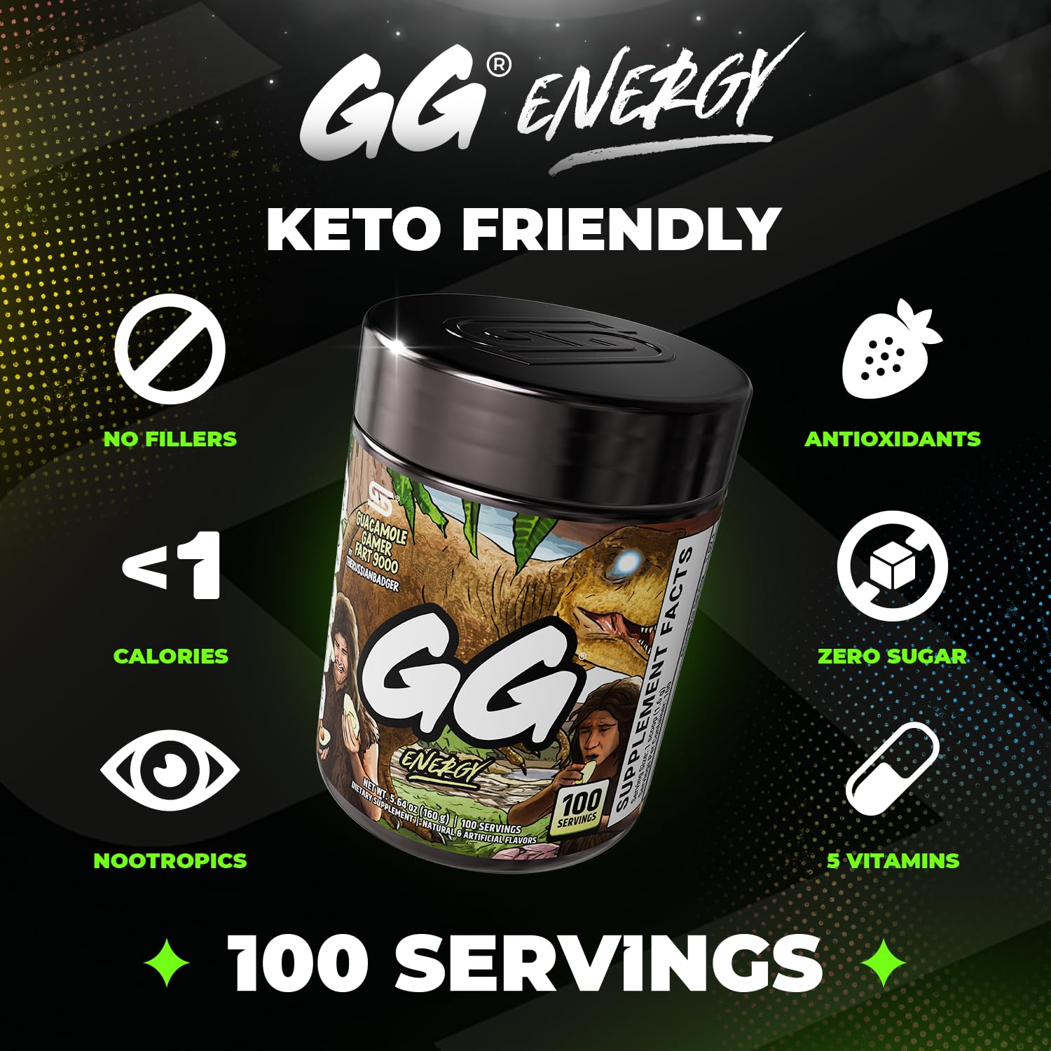 Gamer Supps polvo en primer plano textura fina y disolución rápida