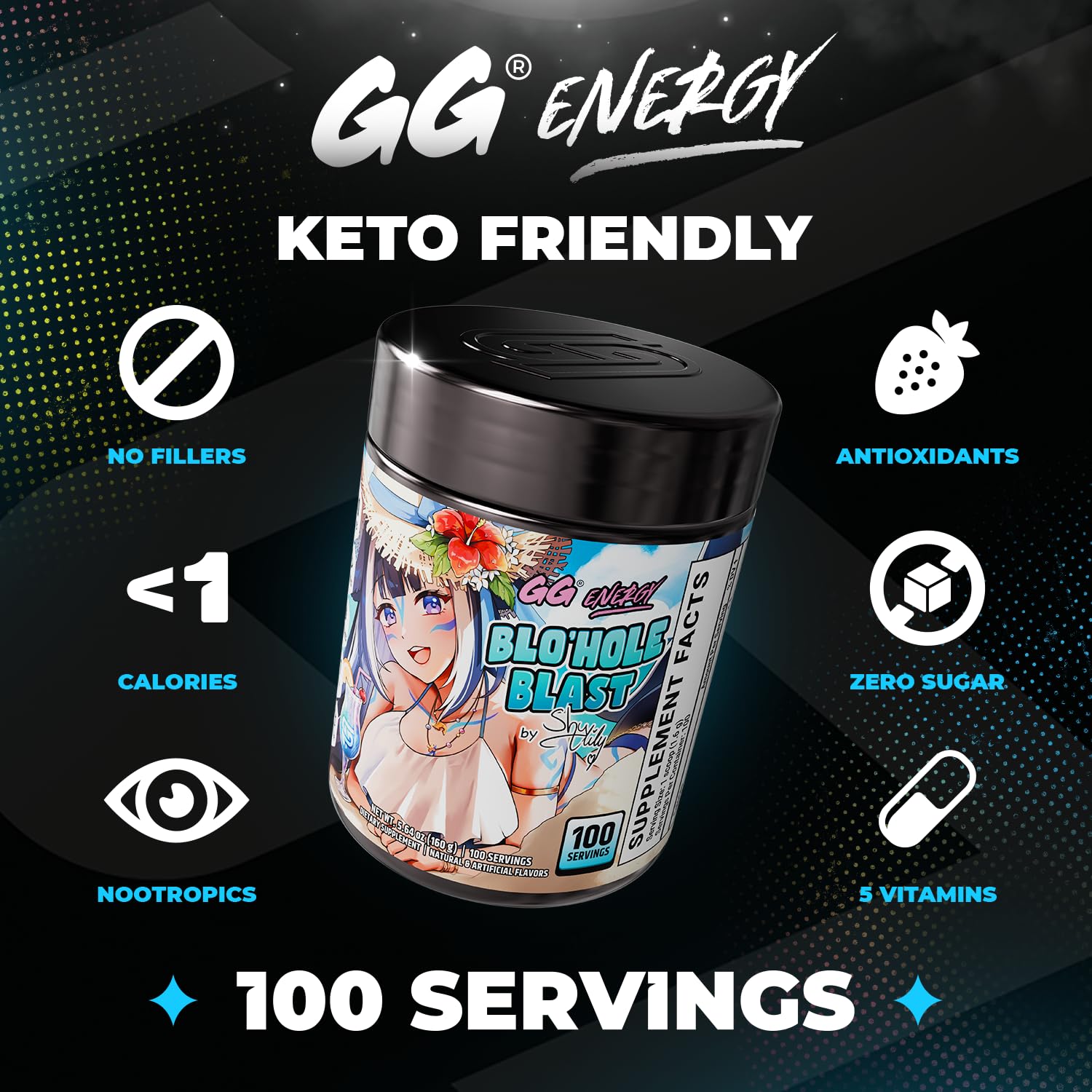 Gamer Supps textura del polvo en primer plano, fácil disolución y mezcla homogénea