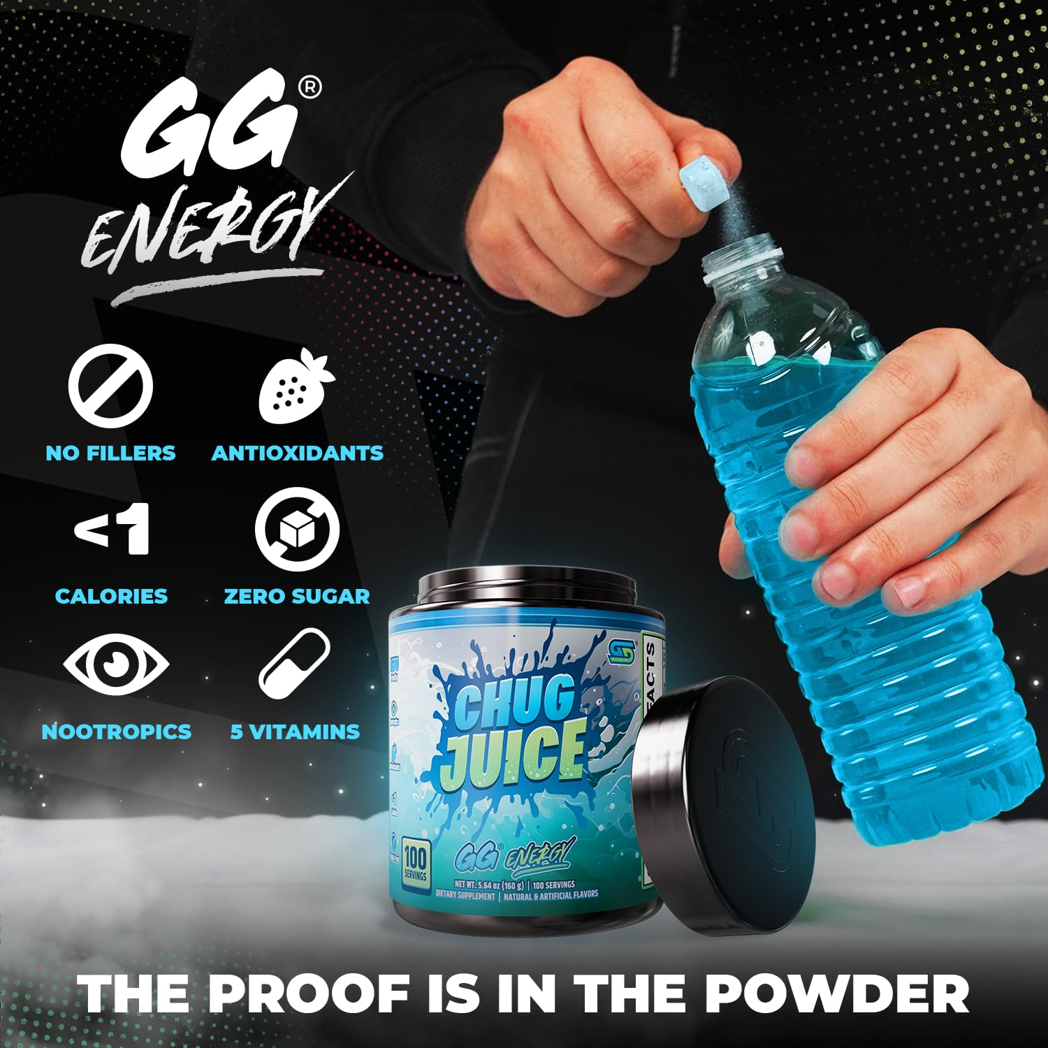 Gamer Supps vaso preparado en mano mostrando energía lista para beber